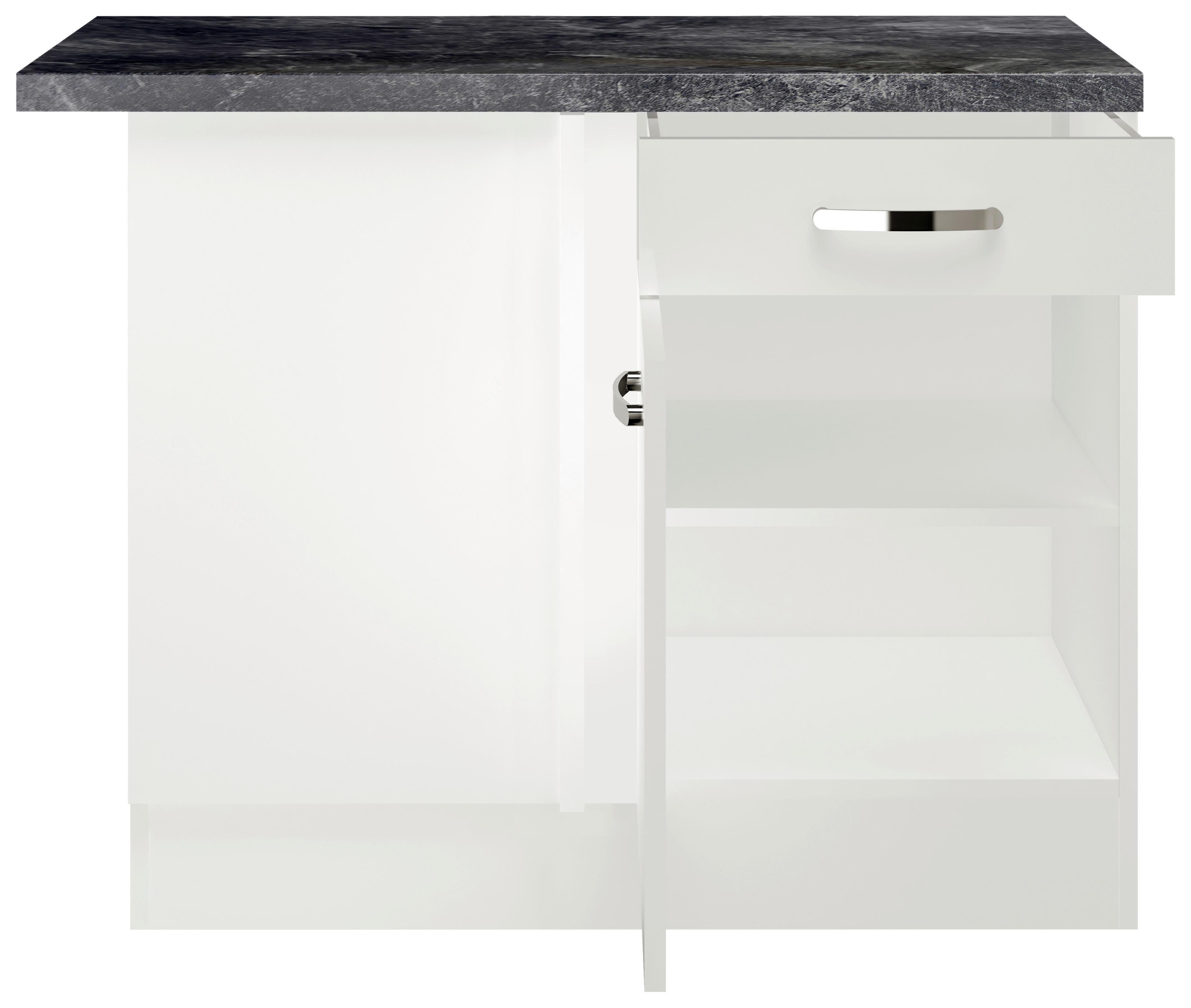 Kotna Spodnja Omarica Alba, Bela, Š. 110 Cm - barve nerjavečega jekla/bela, Moderno, kovina/leseni material (110/86/60cm) - FlexWell