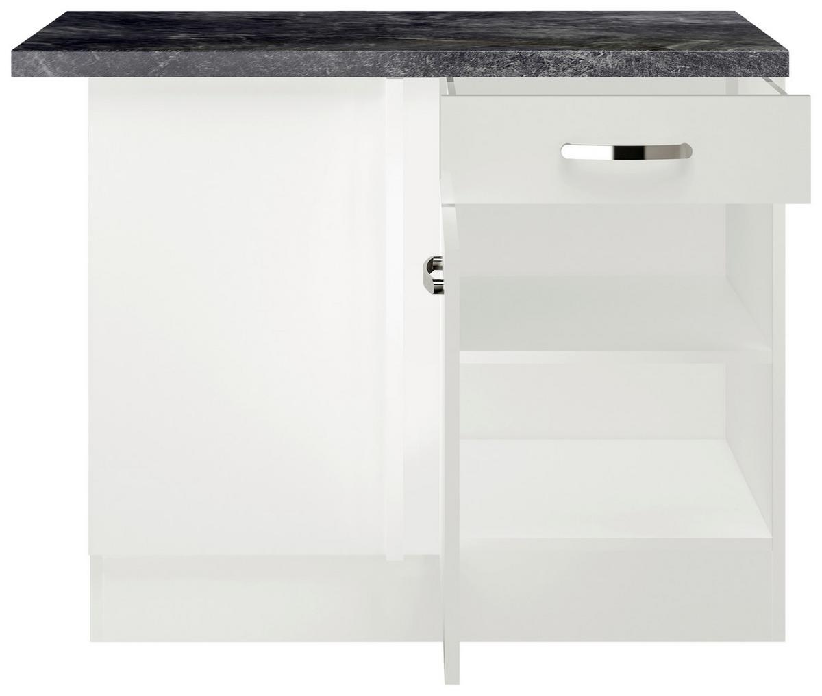 Kotna Spodnja Omarica Alba, Bela, Š. 110 Cm - barve nerjavečega jekla/bela, Moderno, kovina/leseni material (110/86/60cm) - FlexWell