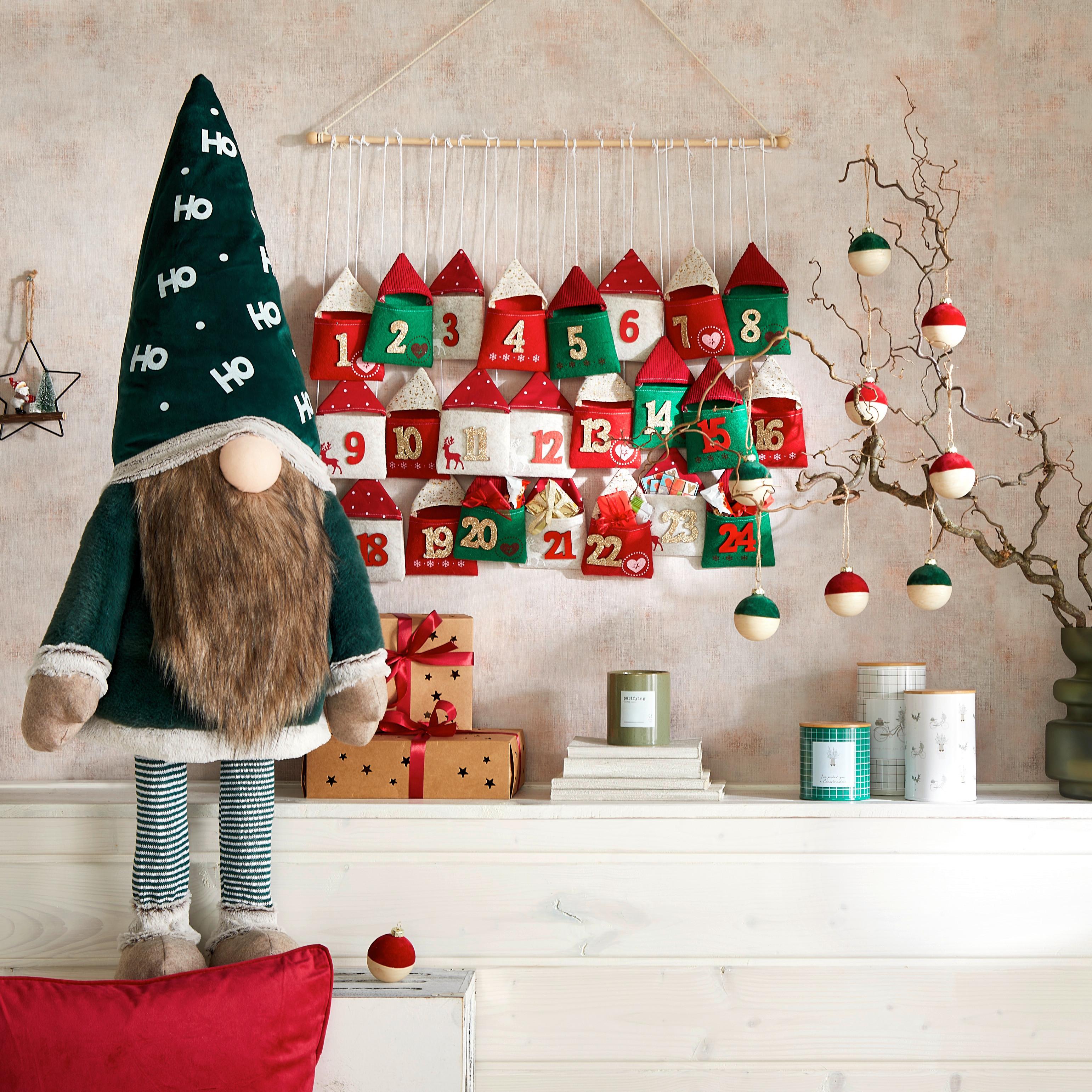 Calendar de Advent BAGS I -PAZ- - verde/roșu, Lifestyle, lemn/textil (70/60cm) - Modern Living