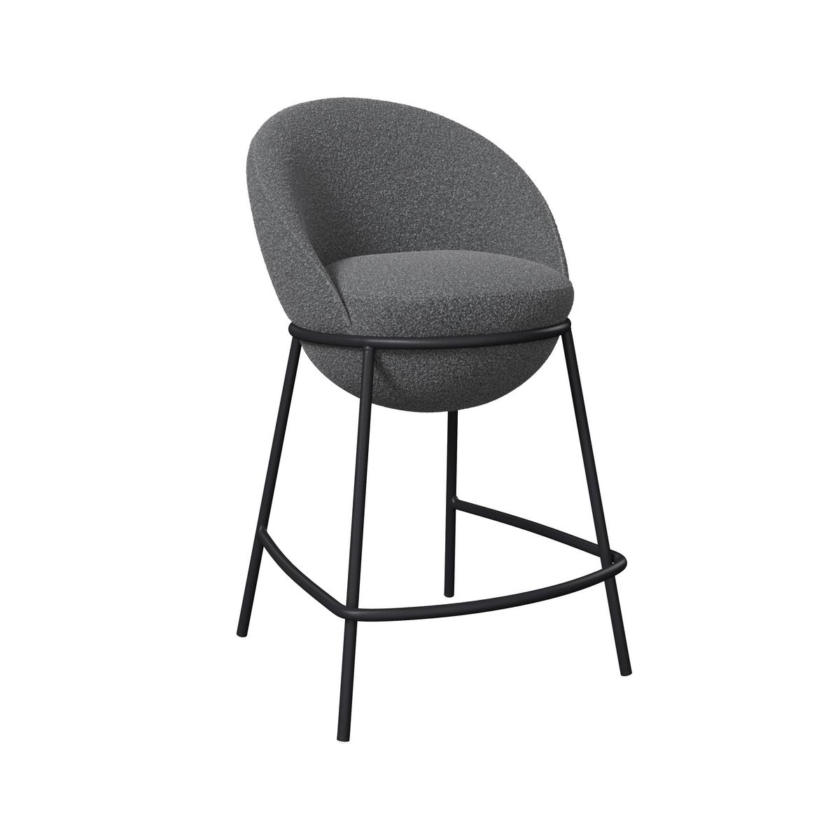 Barhocker Zoa Grau Struktur Gepolstert - Schwarz/Grau, MODERN, Holz/Textil (50/110/58cm) - Bessagi Home