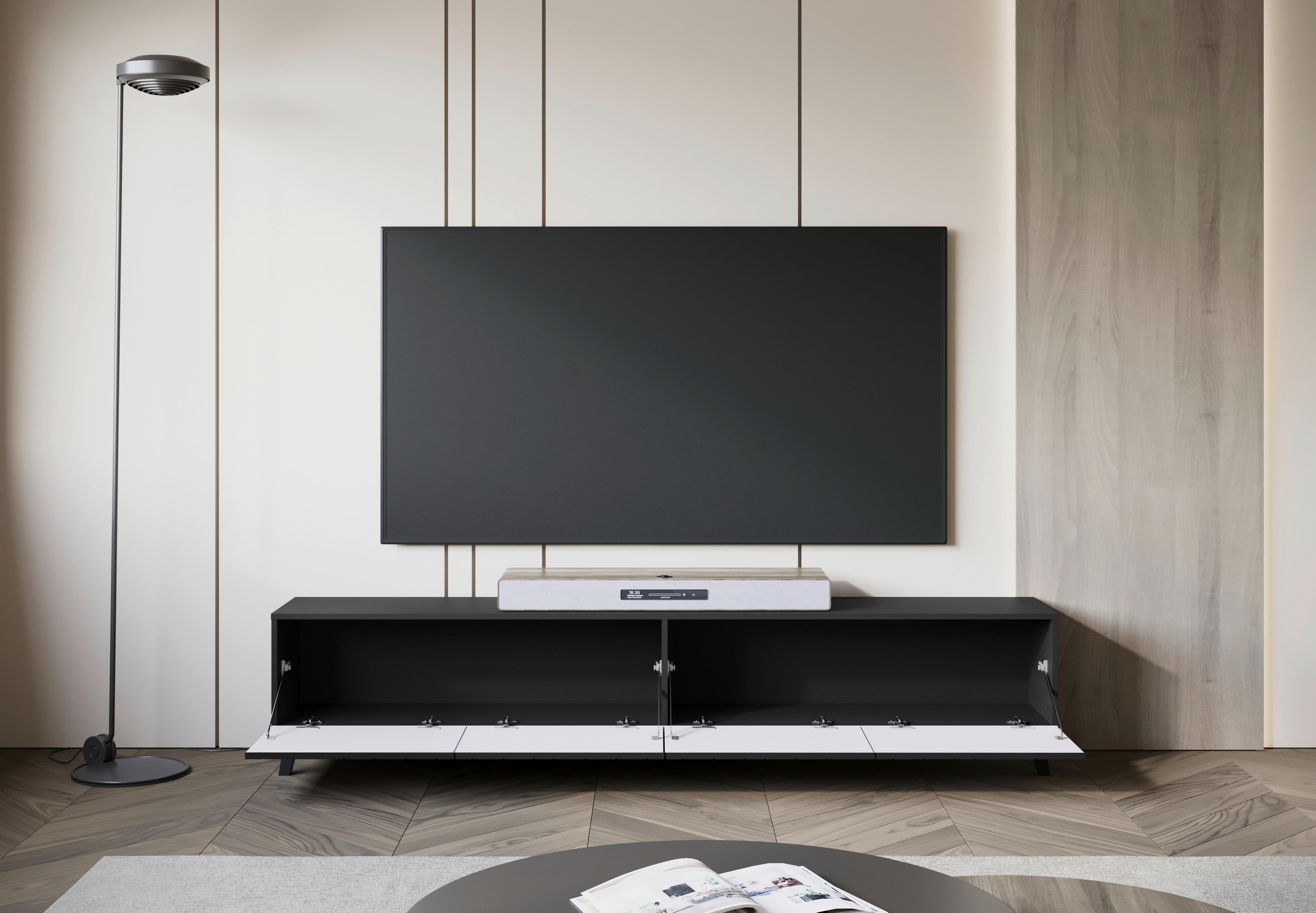 Lowboard Phuket ca. 190x42 cm Schwarz - Schwarz, Design, Holzwerkstoff/Kunststoff (190/42/32,5cm) - Livetastic