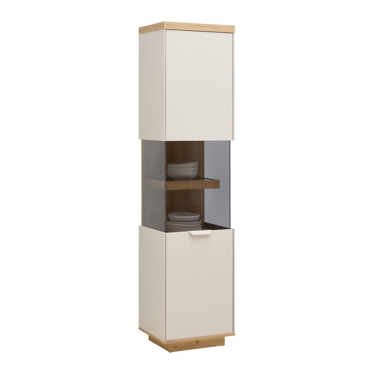 Vitrine Jake Eiche Artisan/Kaschmir - Kaschmir/Eiche Artisan, MODERN, Glas/Holzwerkstoff (45,7/187/38cm) - Mömax