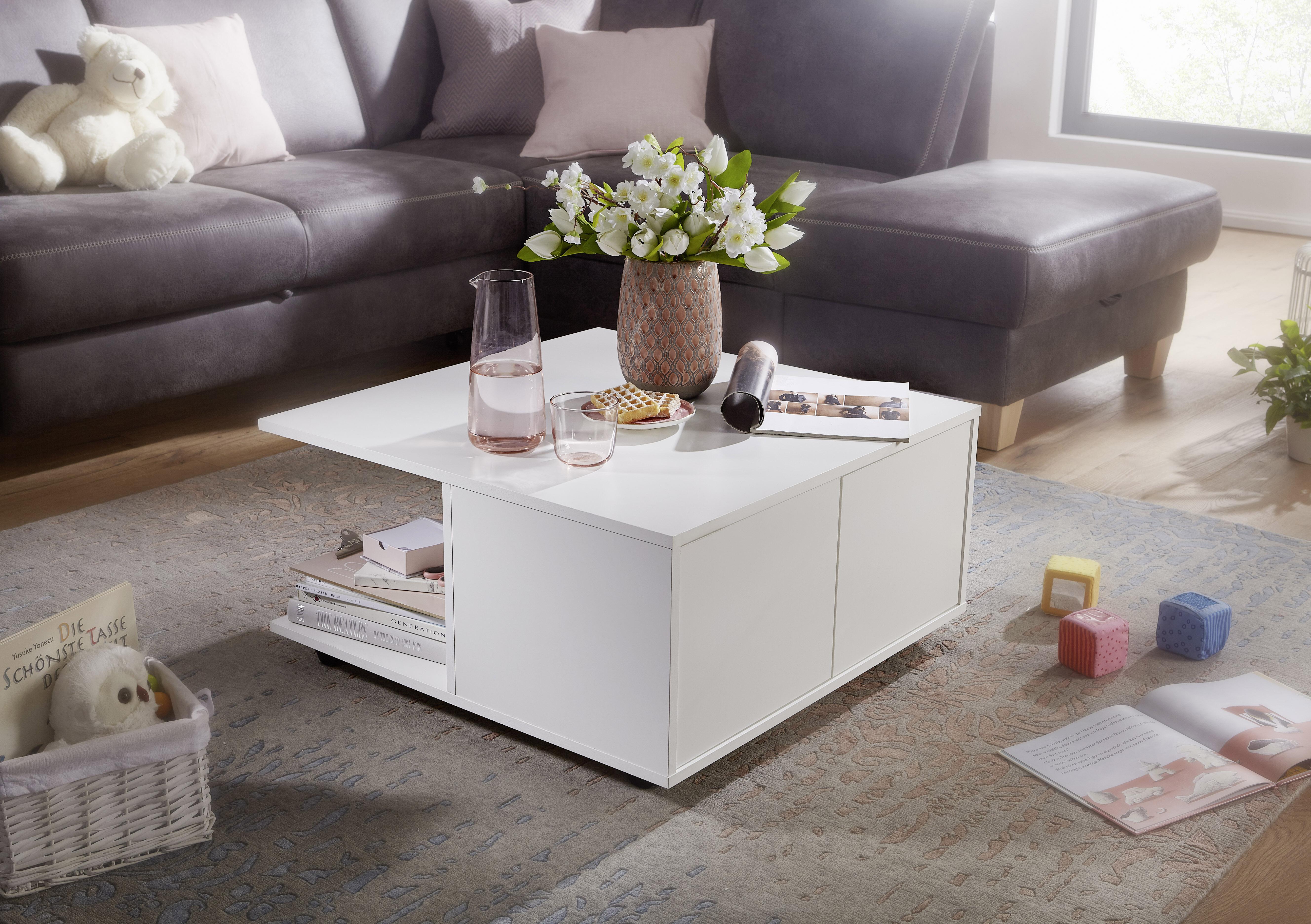 Klubska Miza Couchtisch - bela, Moderno, umetna masa/leseni material (70/70/36,5cm) - MID.YOU