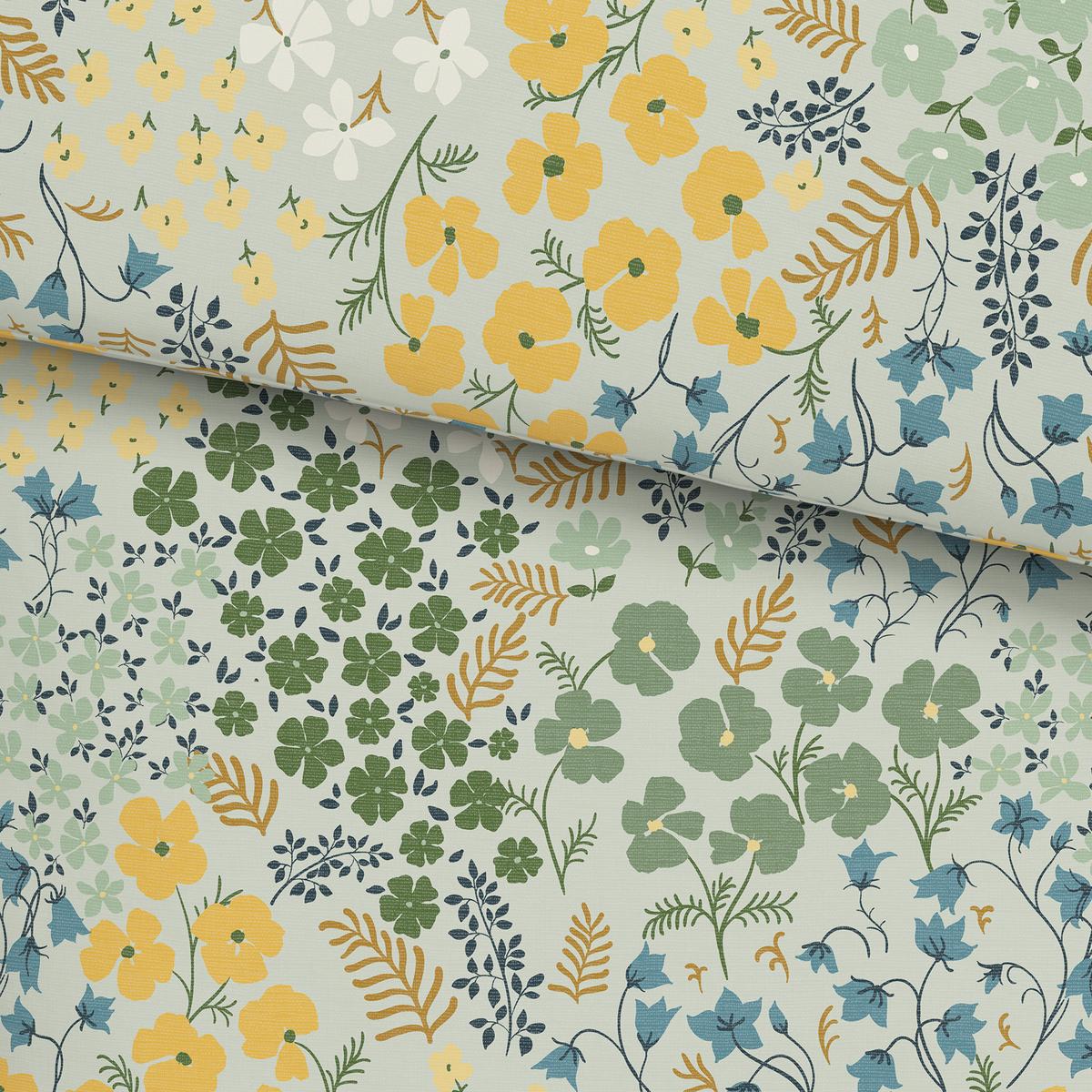 BETTWÄSCHESET FLOWER - Gelb/Grün, Natur, Textil (160/210cm) - Modern Living