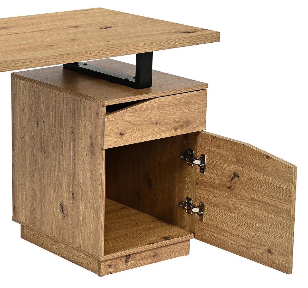 Radni Stol Rimini - hrast Artisan/crna, Trend, drvni materijal/metal (140/74/60cm) - Modern Living