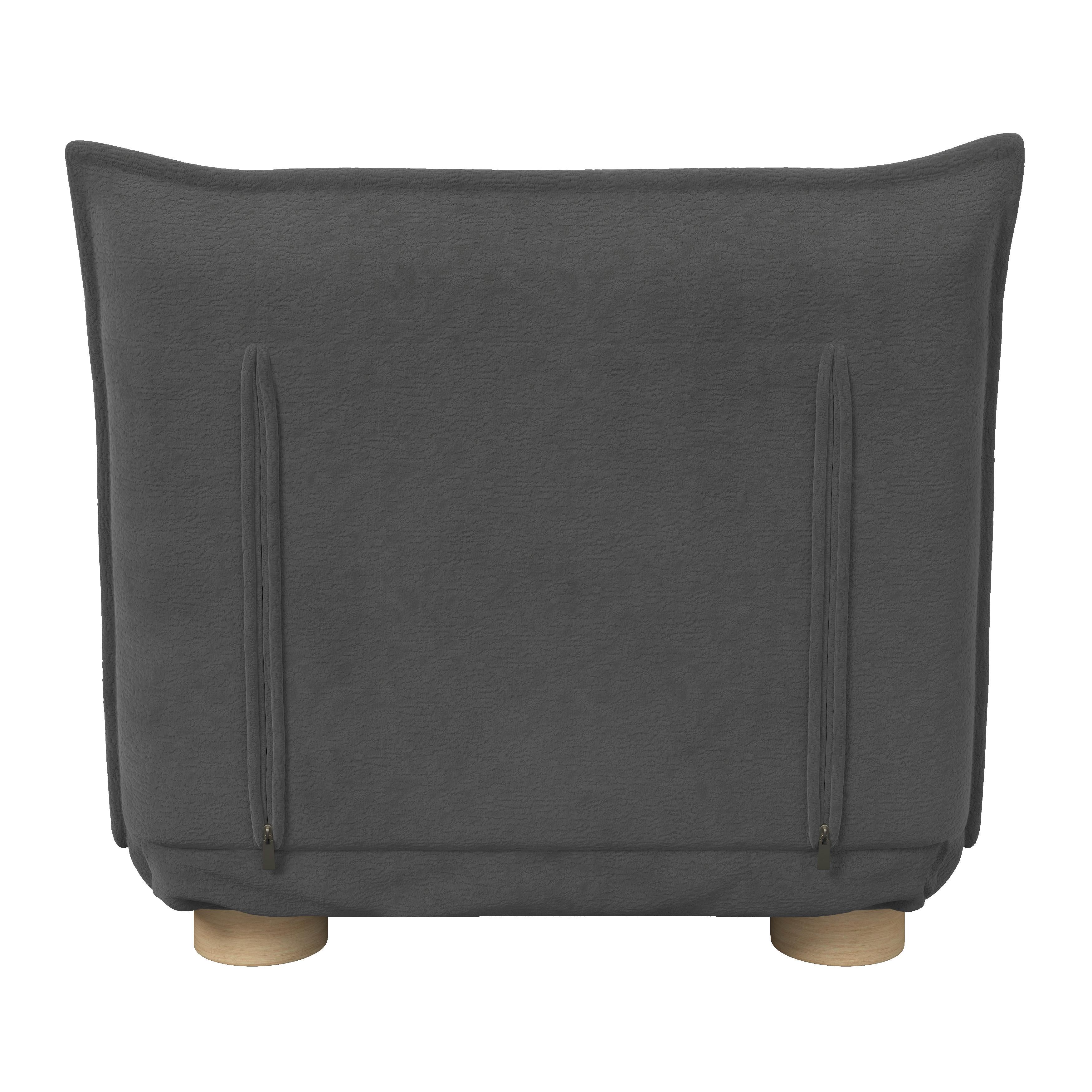 BÄDDFÅTÖLJ BELLA - mörkgrå/naturfärgad, Modern, metall/trä (85/76/84cm) - Bessagi Home