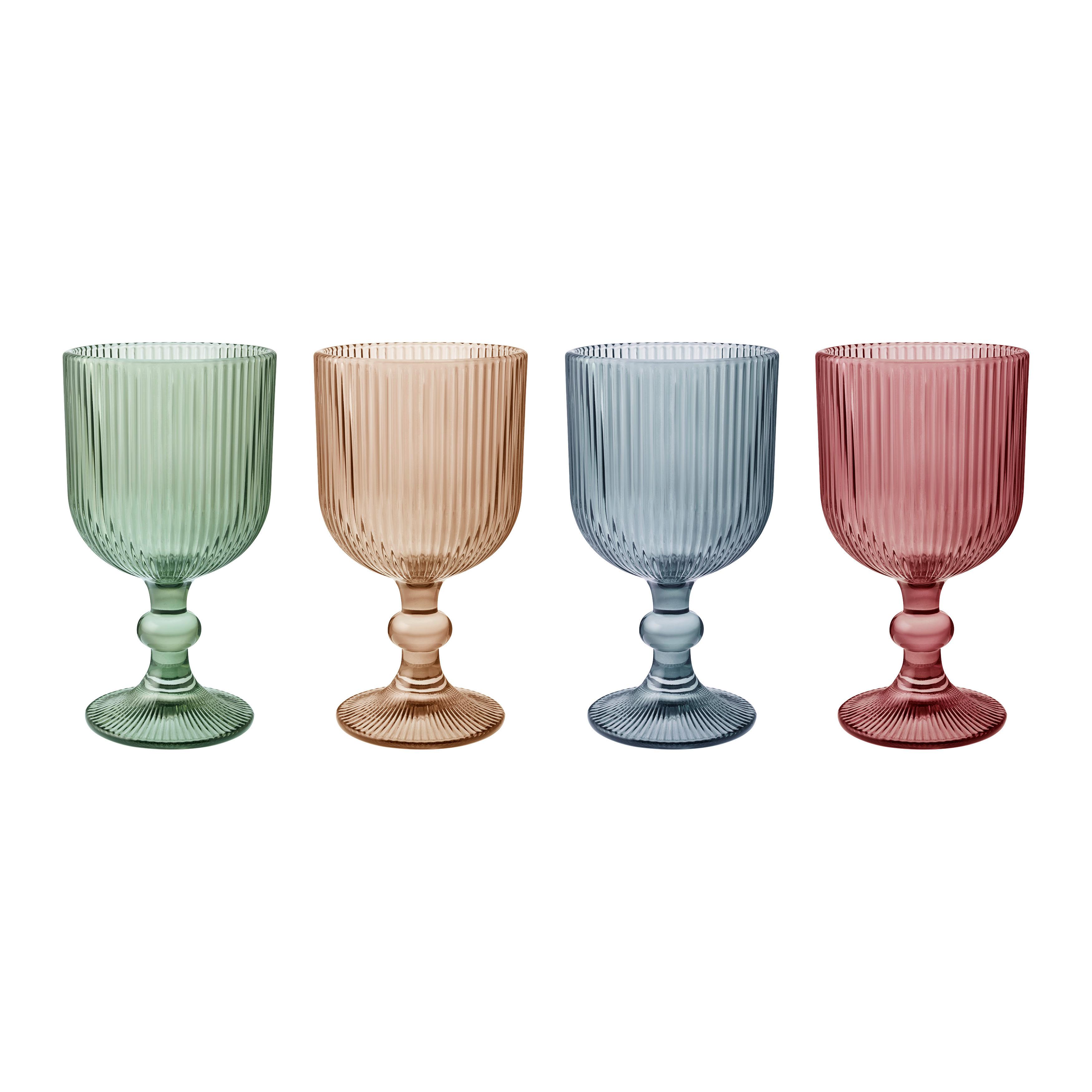 Pahar pentru vin 4/1 Ivana cca. 370 ml - roz aprins/albastru, Konventionell, sticlă - Mömax