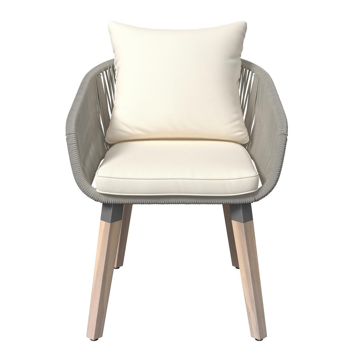 Loungegarnitur Elodie Grau Echtholz/Textil - Greige/Creme, Modern, Holz/Kunststoff - Bessagi Garden