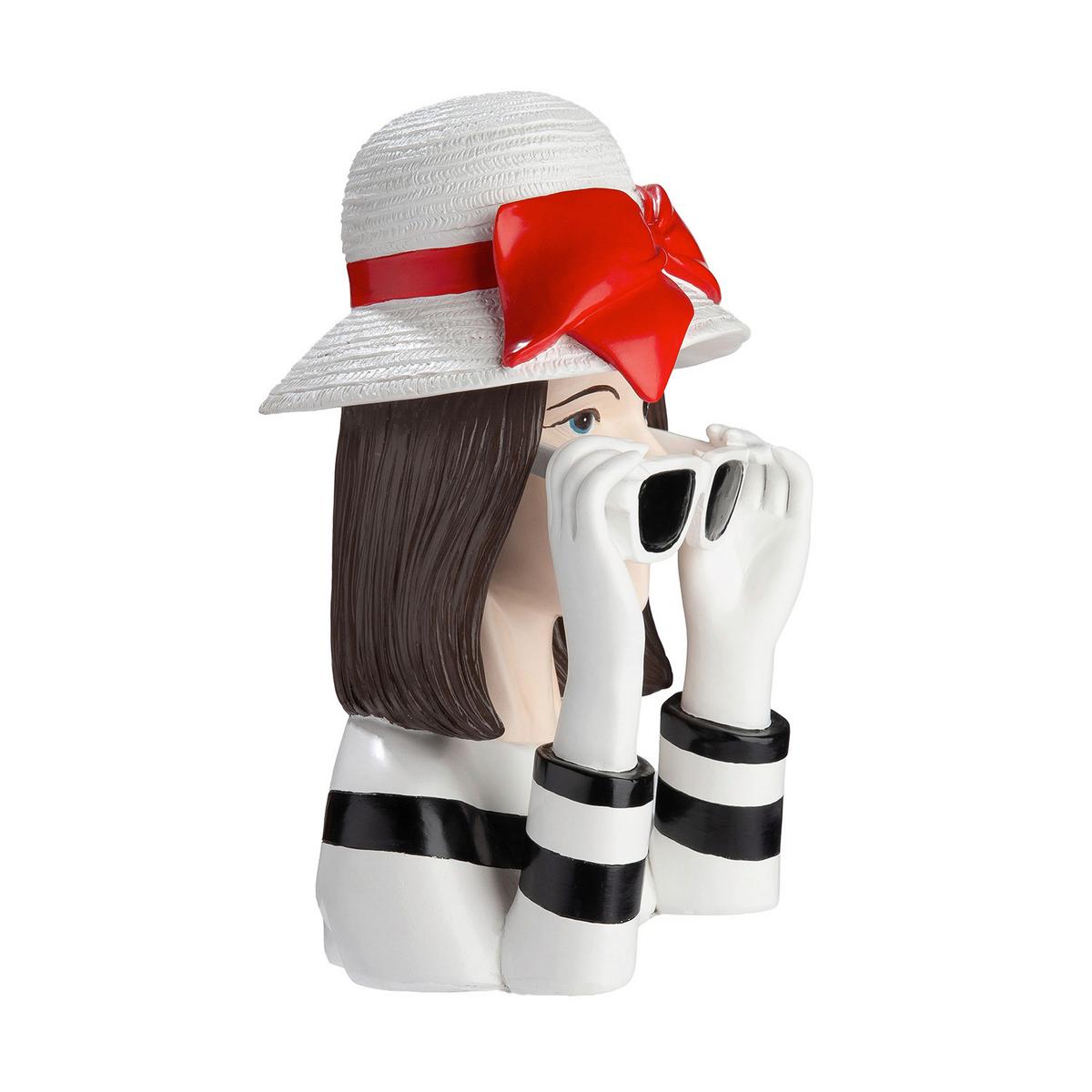 Dekobüste Lady Sophie Rot/Schwarz/Weiß - Rot/Schwarz, Basics, Kunststoff (18/28/13,5cm)
