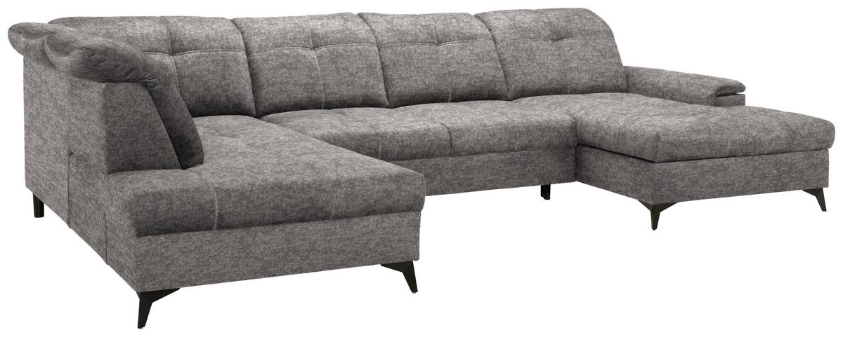 Wohnlandschaft Sierra Greige - Greige/Schwarz, MODERN, Textil/Metall (230/364/181cm) - Mömax