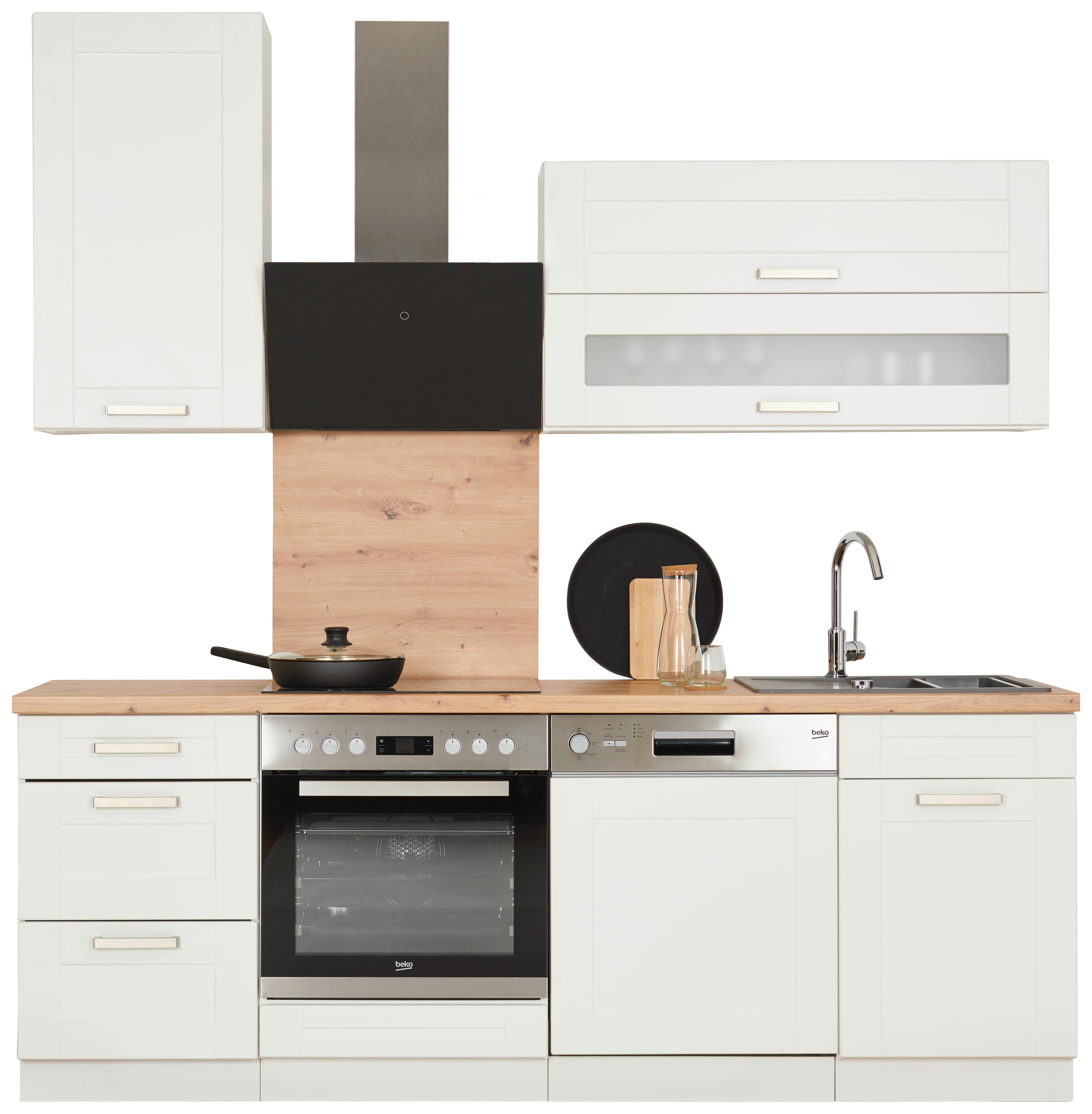 Bucătărie standard Luisa - alb, Romantik / Landhaus, material pe bază de lemn (220cm)