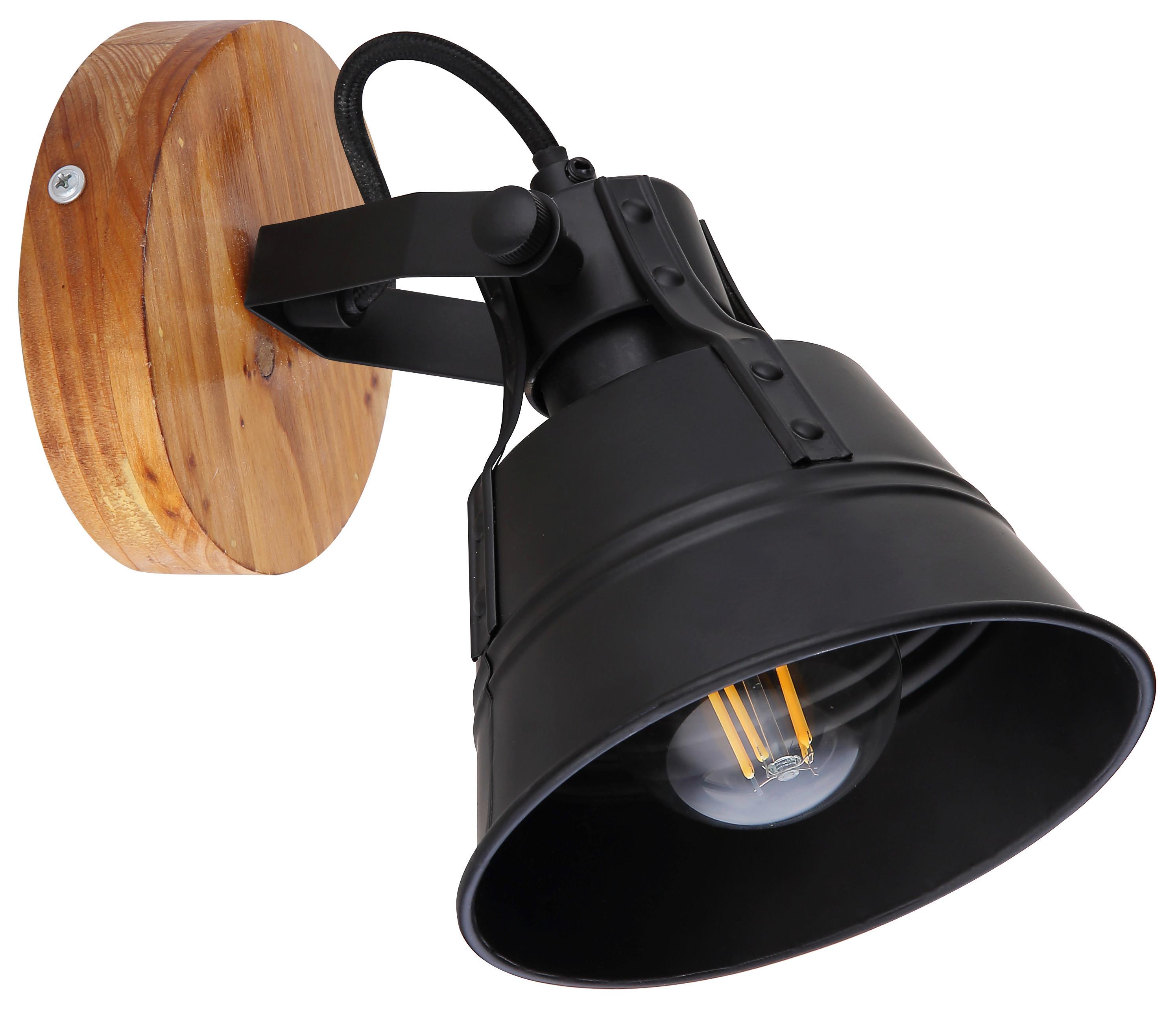 Strahler Günther max. 60 Watt - Goldfarben/Schwarz, Natur, Holz/Metall (14/17/18cm) - Globo