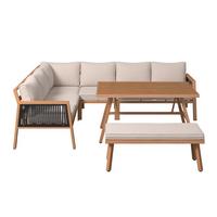 LOUNGEGARNITUR PORTO - Beige/Schwarz, Modern, Glas/Kunststoff