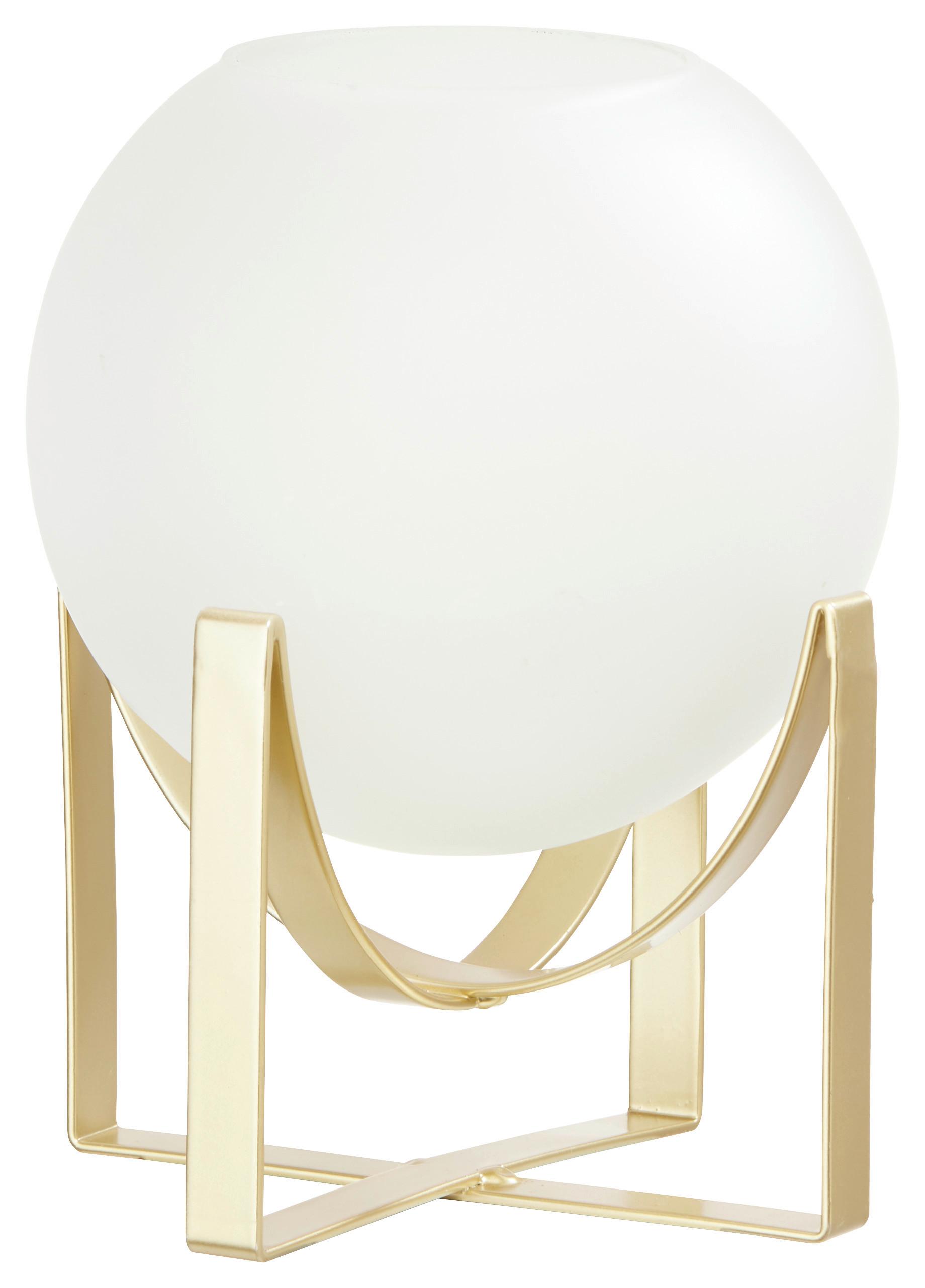 Dekor Váza Samantha - arany/fehér, Romantik / Landhaus, Üveg/fém (15,5/20cm) - Modern Living
