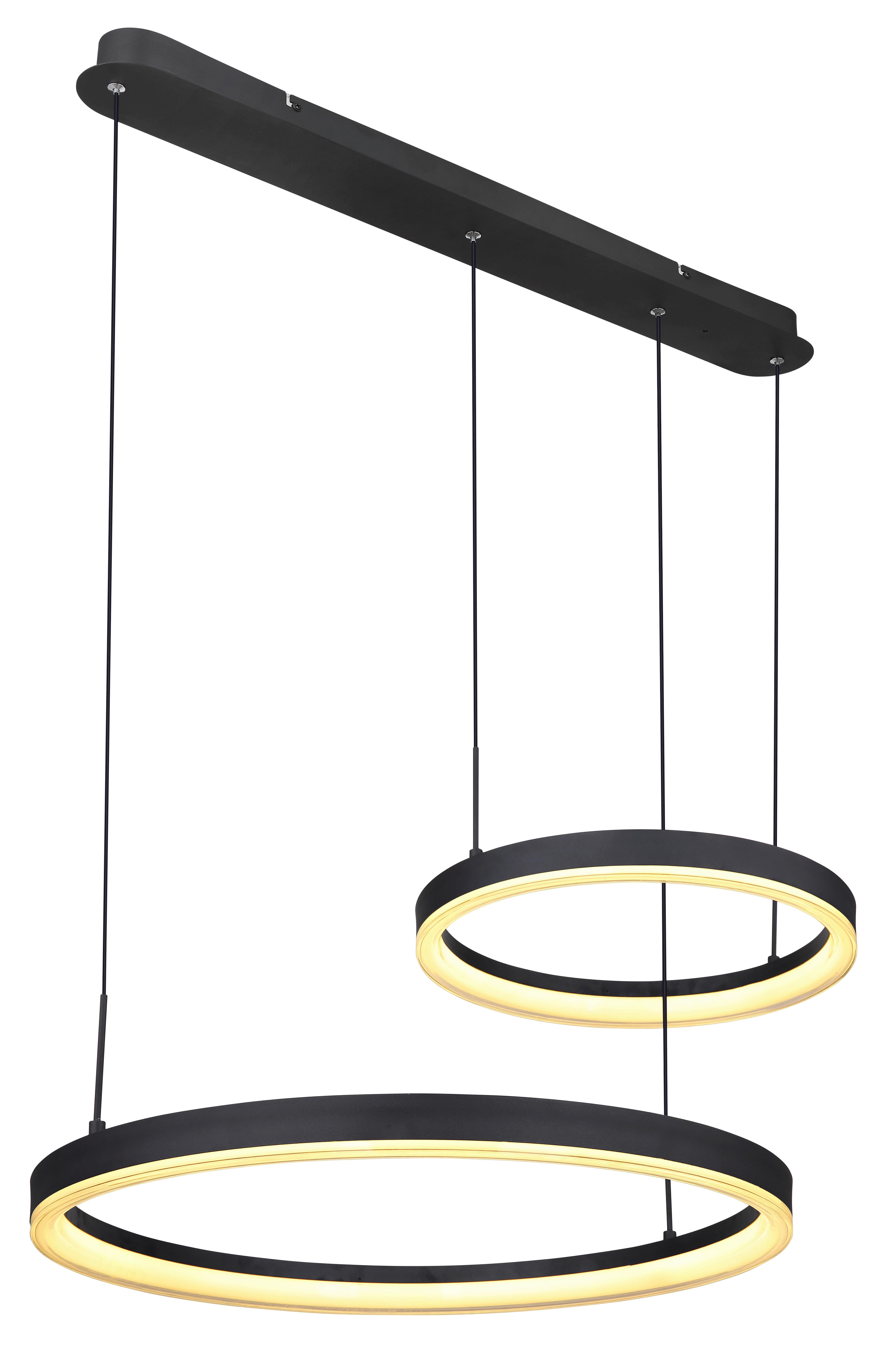 LED-Hängeleuchte Augusto Schwarz/Goldfarben max. 50Watt - Goldfarben/Opal, Design, Kunststoff/Metall (82,5/60/150cm) - Globo