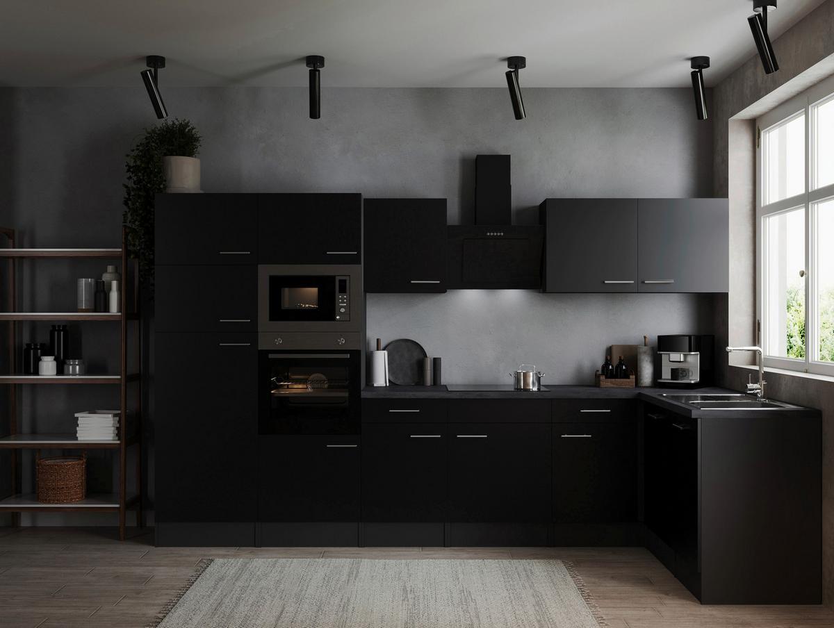 Kotna Kuhinja Z Aparati Oliver, 340x172cm - srebrne barve/črna, Design, kovina/leseni material (340/172cm) - Respekta