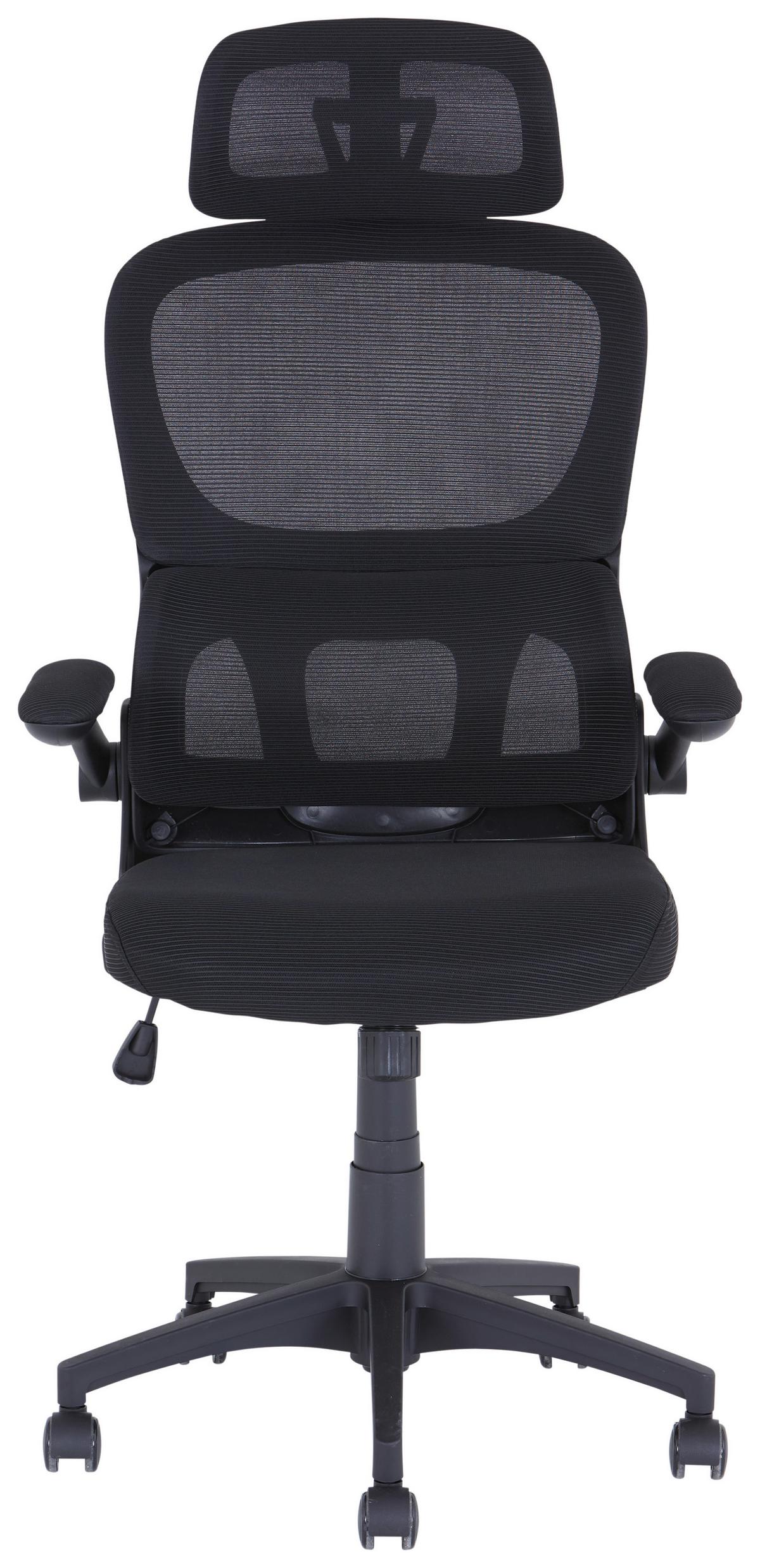 Scaun directorial GARY 1 - negru, Modern, plastic/textil (62/115-125/65cm) - Modern Living