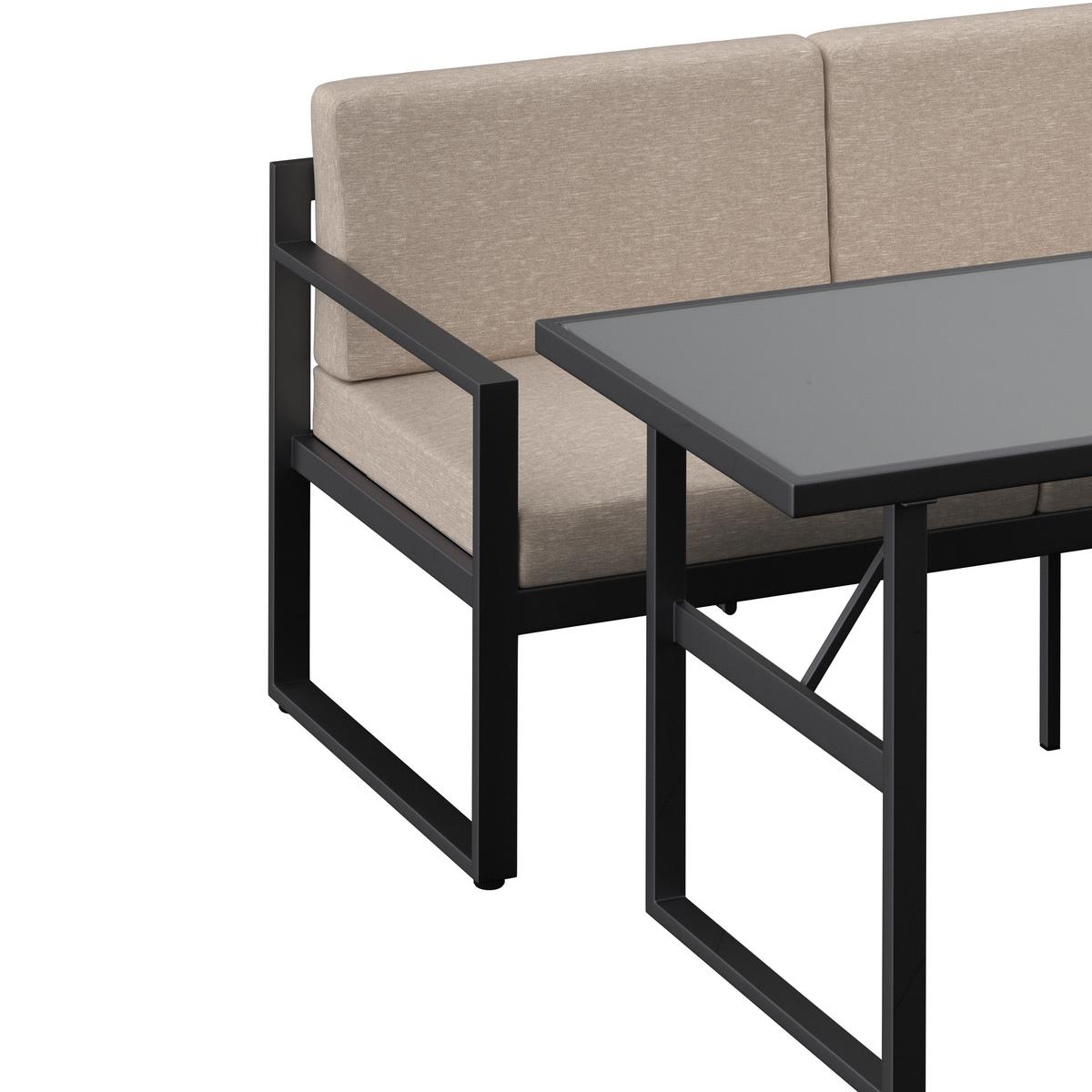 Lounge Garnitura Genf, Siva, 5-Delno - siva/svetlo siva, Moderno, kovina/steklo (213/136cm) - Beldano
