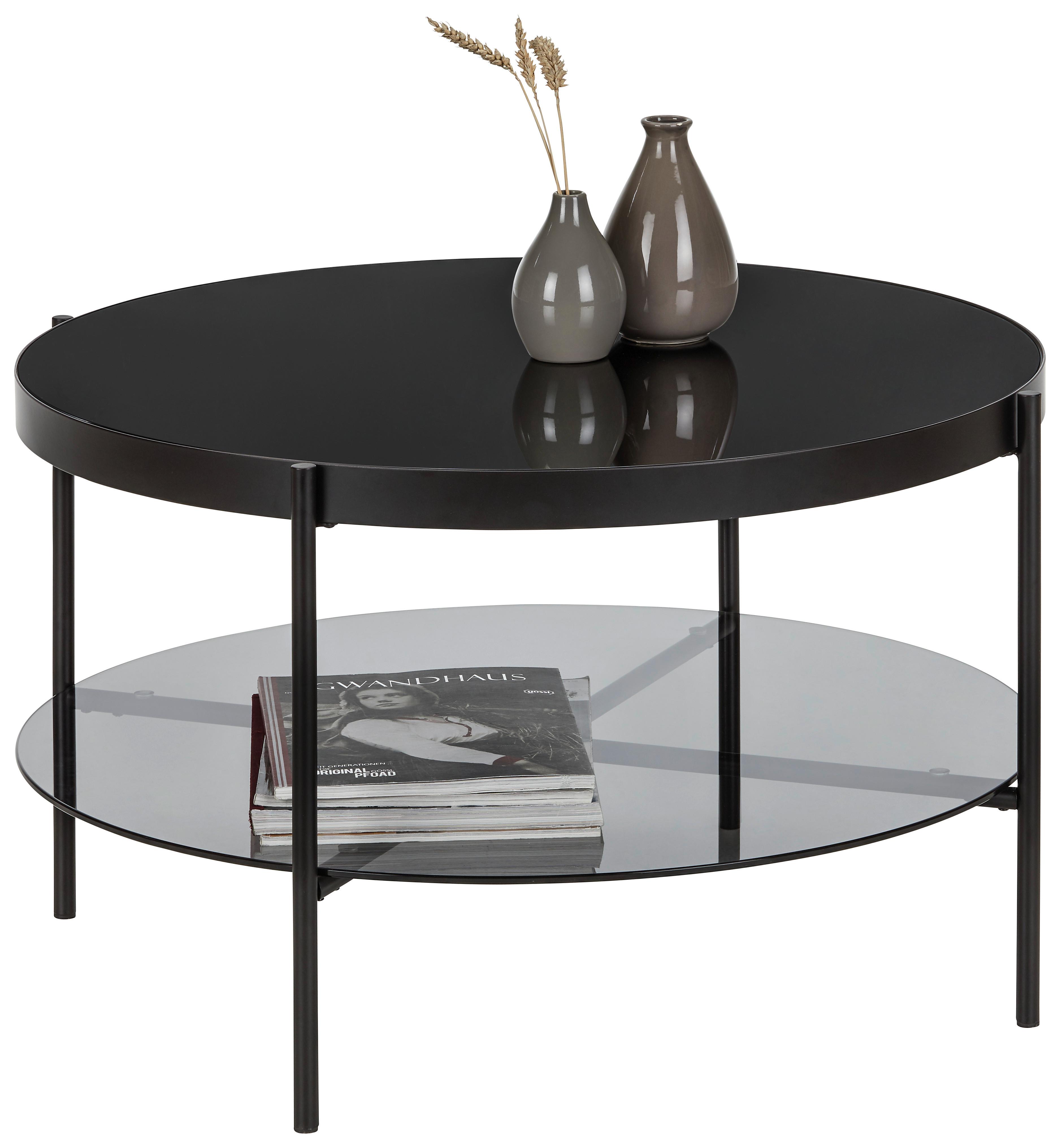 Couchtisch Aiko in Schwarz Rund - Schwarz, MODERN, Glas/Metall (75/45cm) - Based