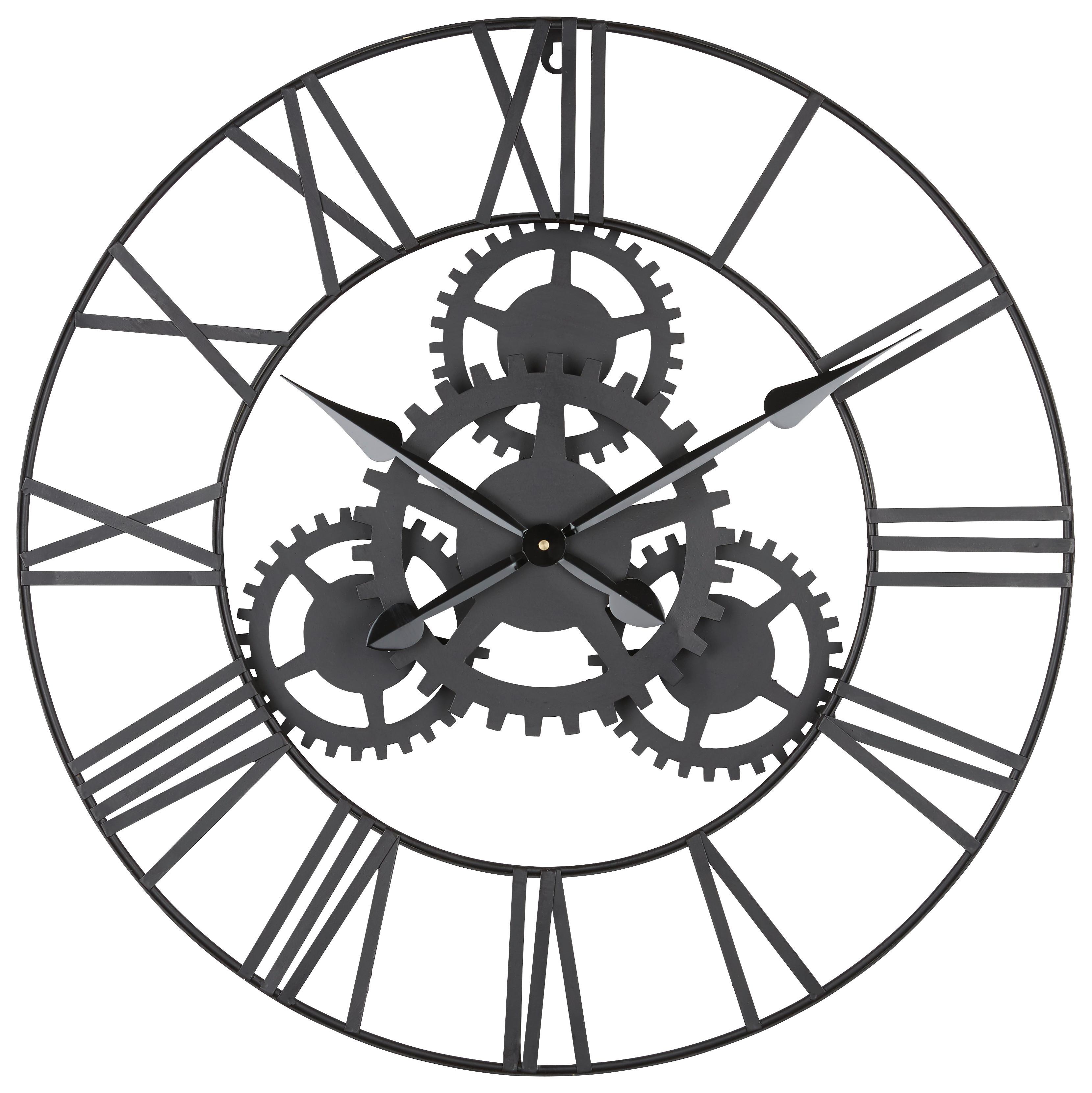 Wanduhr Gears aus Metall Ø ca. 70cm - Schwarz, LIFESTYLE, Metall (70cm) - Mömax