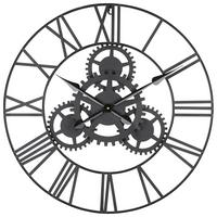 Wanduhr Gears aus Metall Ø ca. 70cm - Schwarz, LIFESTYLE, Metall (70cm) - Mömax