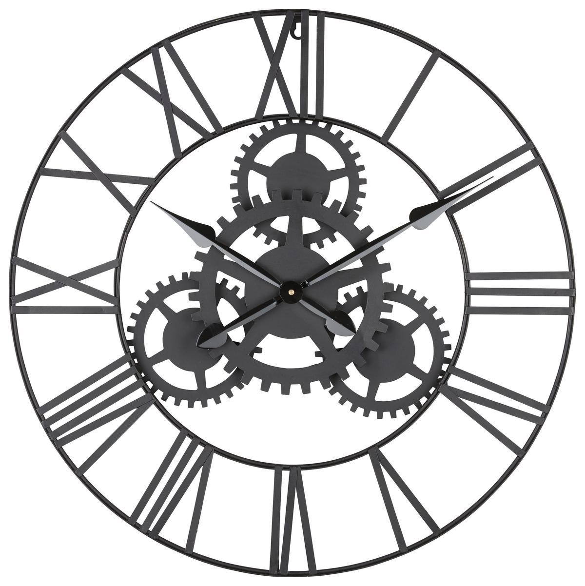 Wanduhr Gears aus Metall Ø ca. 70cm - Schwarz, LIFESTYLE, Metall (70cm) - Mömax