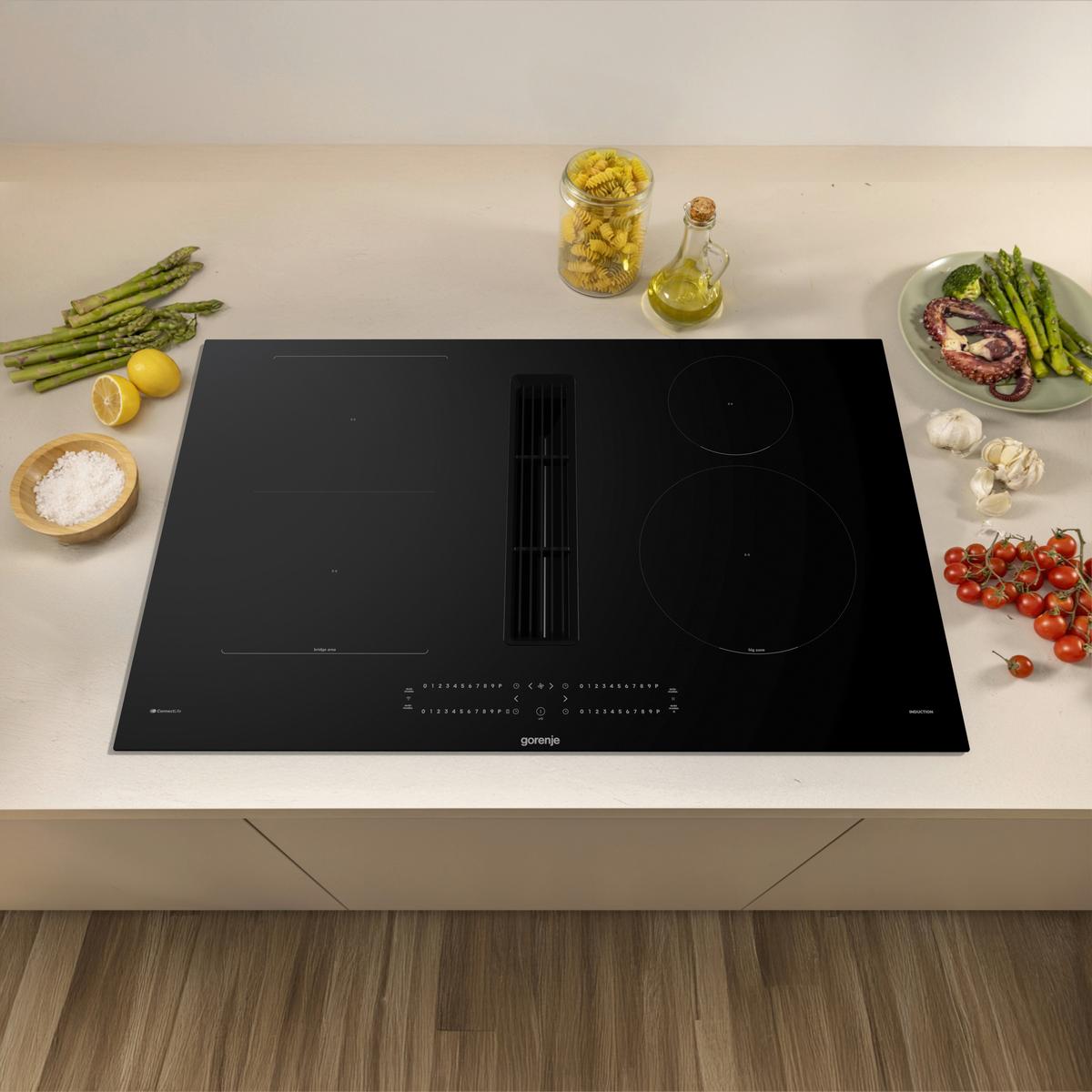 Kochfeld-Dunstabzug-Kombi GEH8432BSCWF - Schwarz, MODERN, Glas/Metall (83/23,3/52cm) - Gorenje