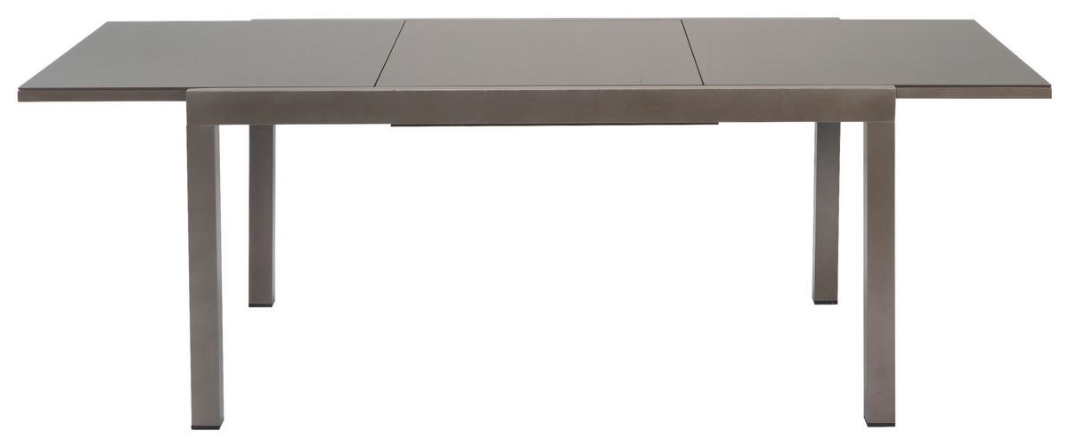 GARTENTISCH SEMI AUSZIEHTISCH - Braun, MODERN, Glas/Metall (150/89,5/75,5cm) - Gardenson
