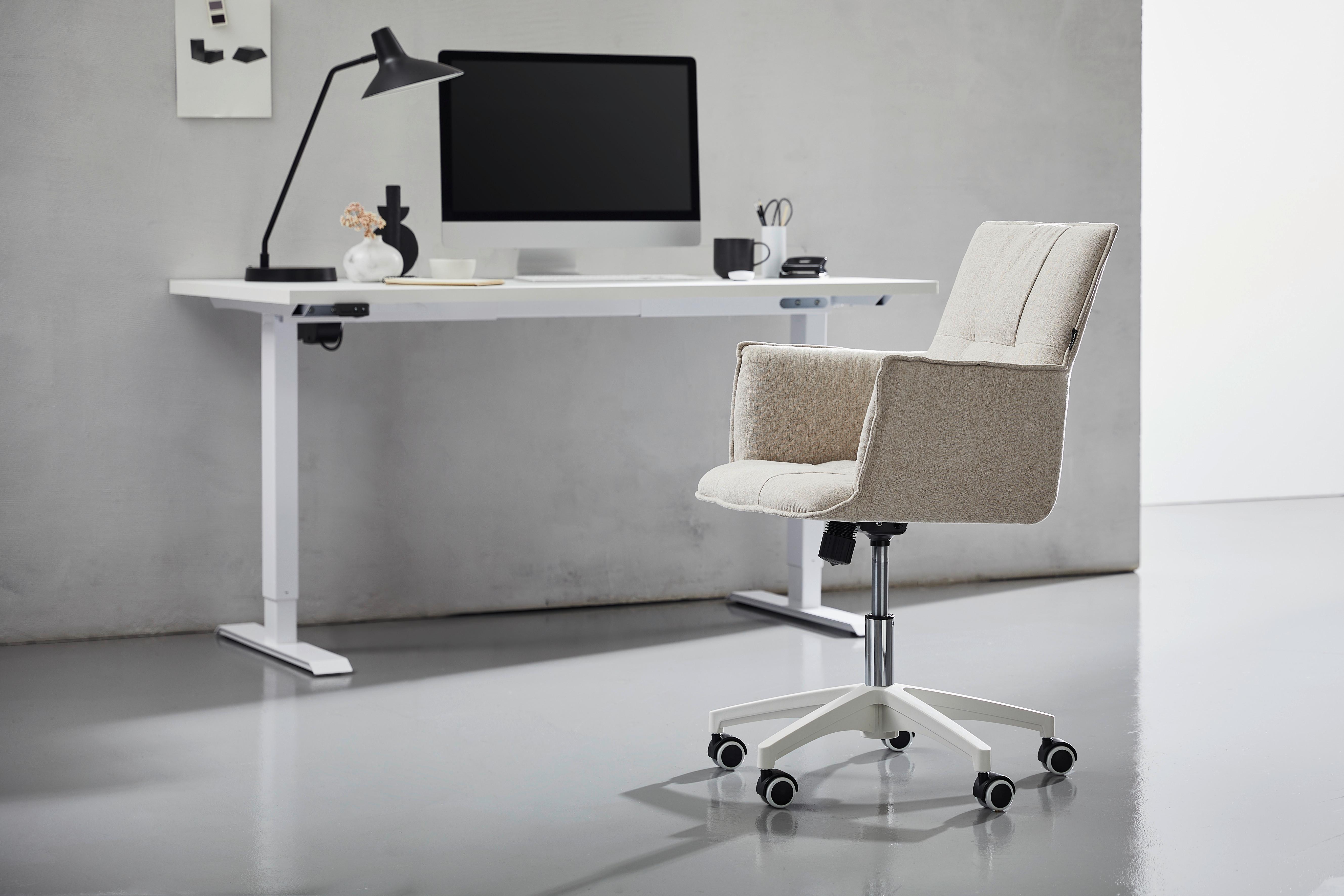 KRZESŁO OBROTOWE EDWIN - beżowy/ciemnoszary, Modern, tworzywo sztuczne/tkanina (60/79-89/63cm) - Livetastic