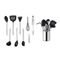 Set ustensile bucătărie 10/1 - argintiu/negru, Basics, plastic - Echtwerk