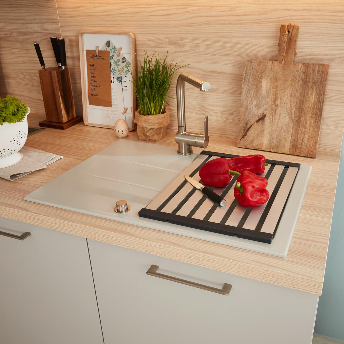 Kuhinja Po Meri Manhattan Uni - platinaste barve/srebrne barve, Moderno, leseni material (230/295cm) - Nolte Küchen