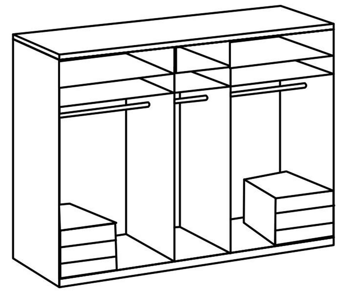 Drehtürenschrank mit Laden B: 250 cm Level, Eiche Dekor - Chromfarben/Eichefarben, MODERN, Holzwerkstoff (250/236/58cm) - MID.YOU