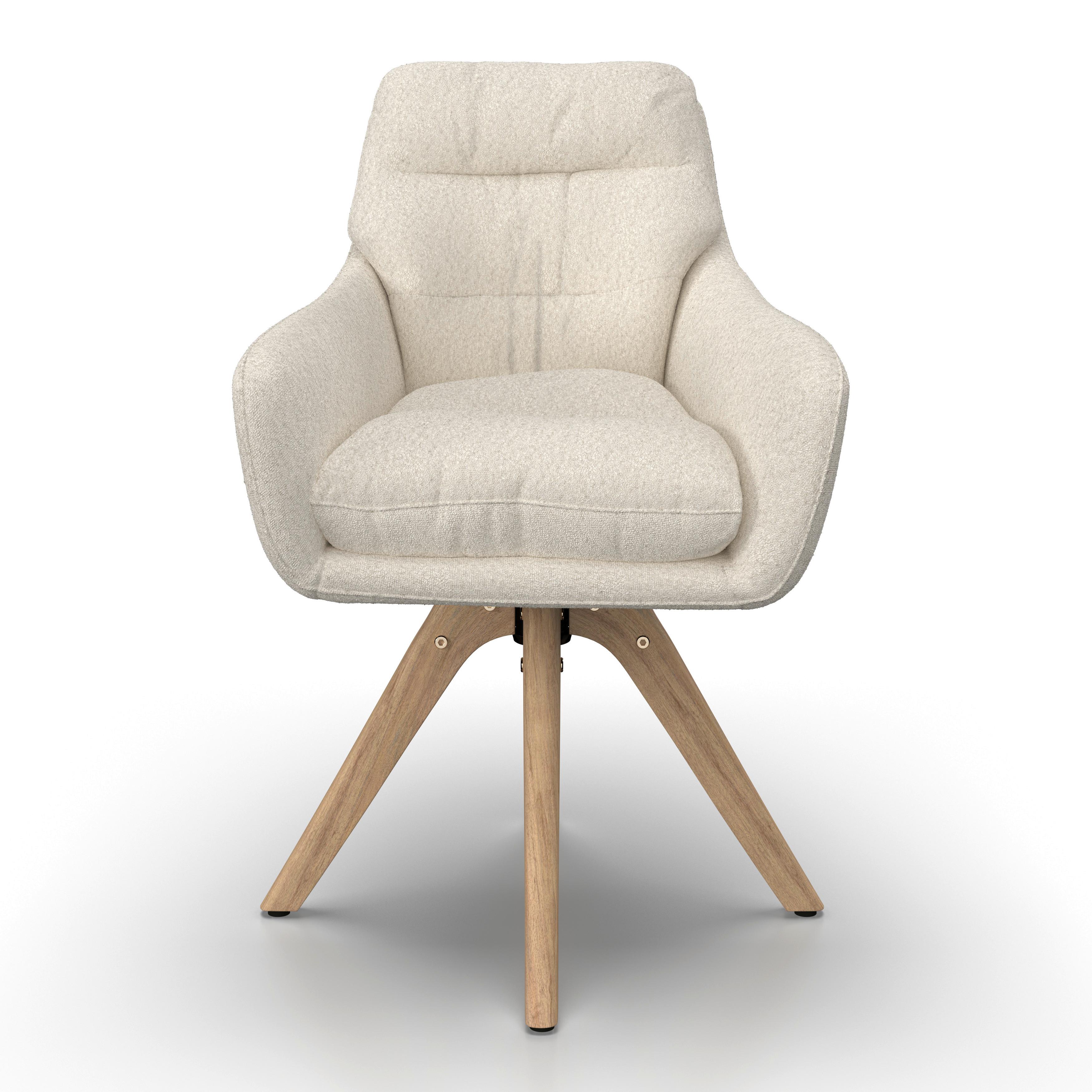 STOL MED ARMSTÖD JUANA - cremefärgad/naturfärgad, Modern, trä/textil (61/93/65cm) - Bessagi Home