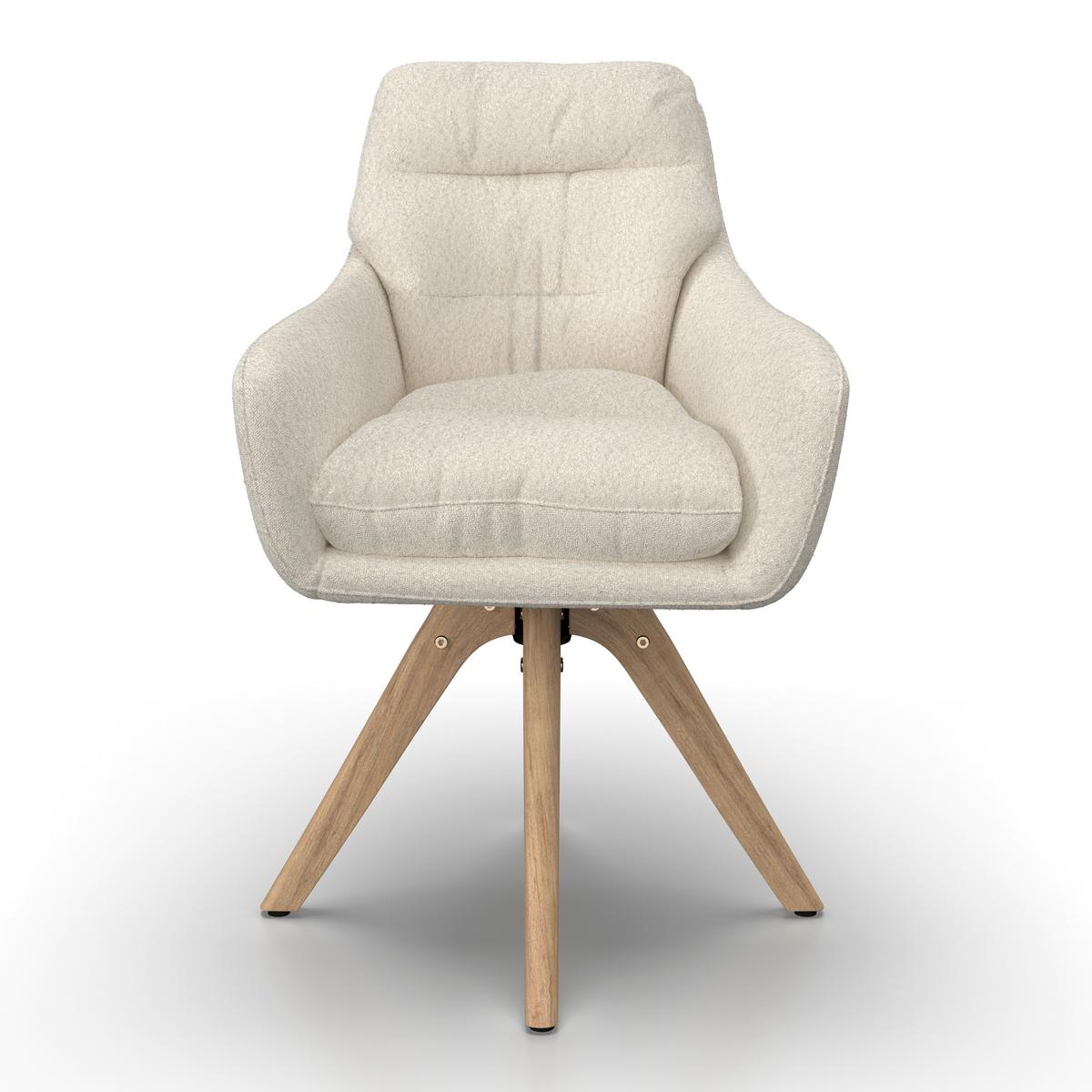 Naslanjač Juana, Krem Barve - krem barve/naravne barve, Moderno, tekstil/les (61/93/65cm) - Bessagi Home