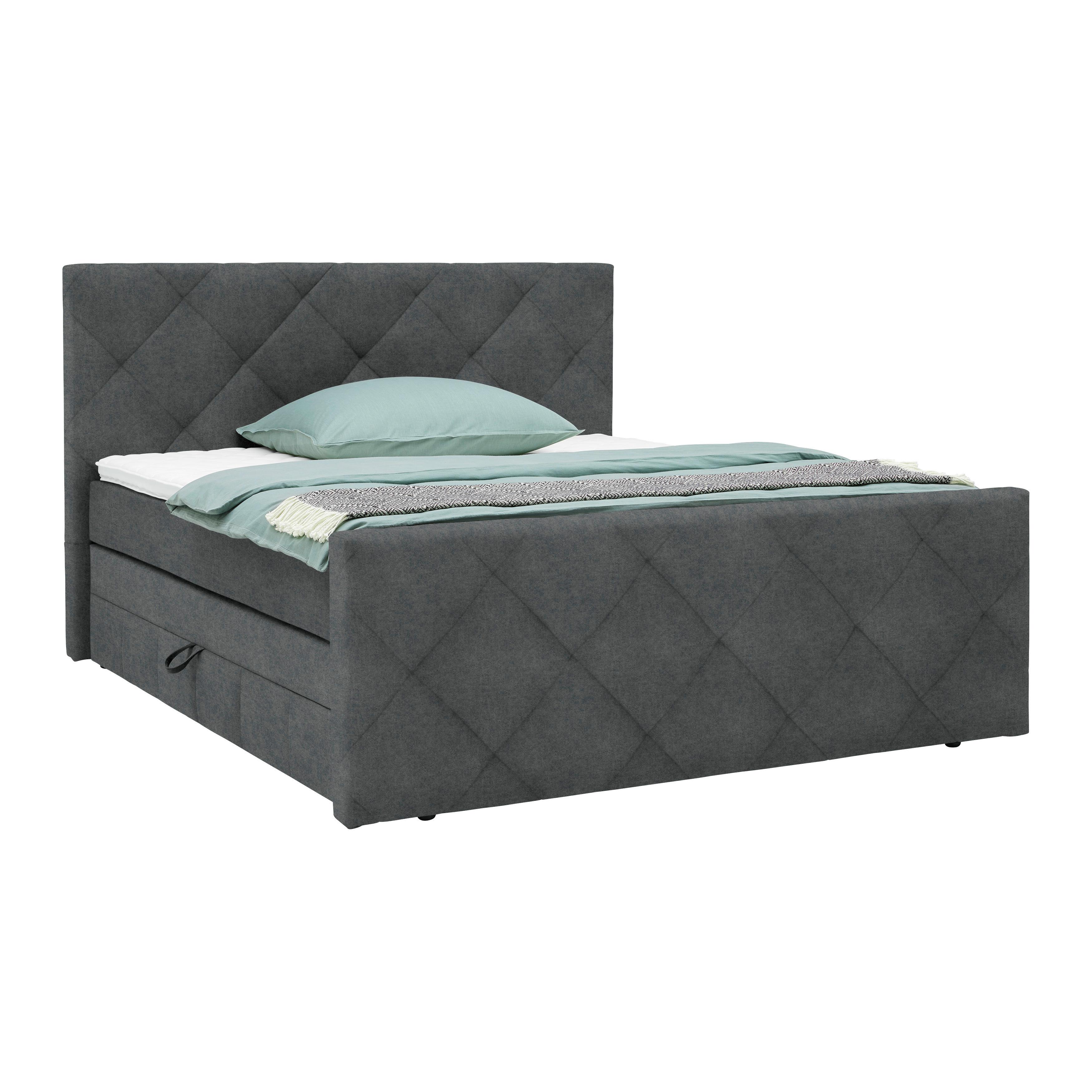 Boxspringbett Adele Anthrazit ca. 180x200cm - Anthrazit, KONVENTIONELL, Holz/Holzwerkstoff (180/200cm) - Mömax