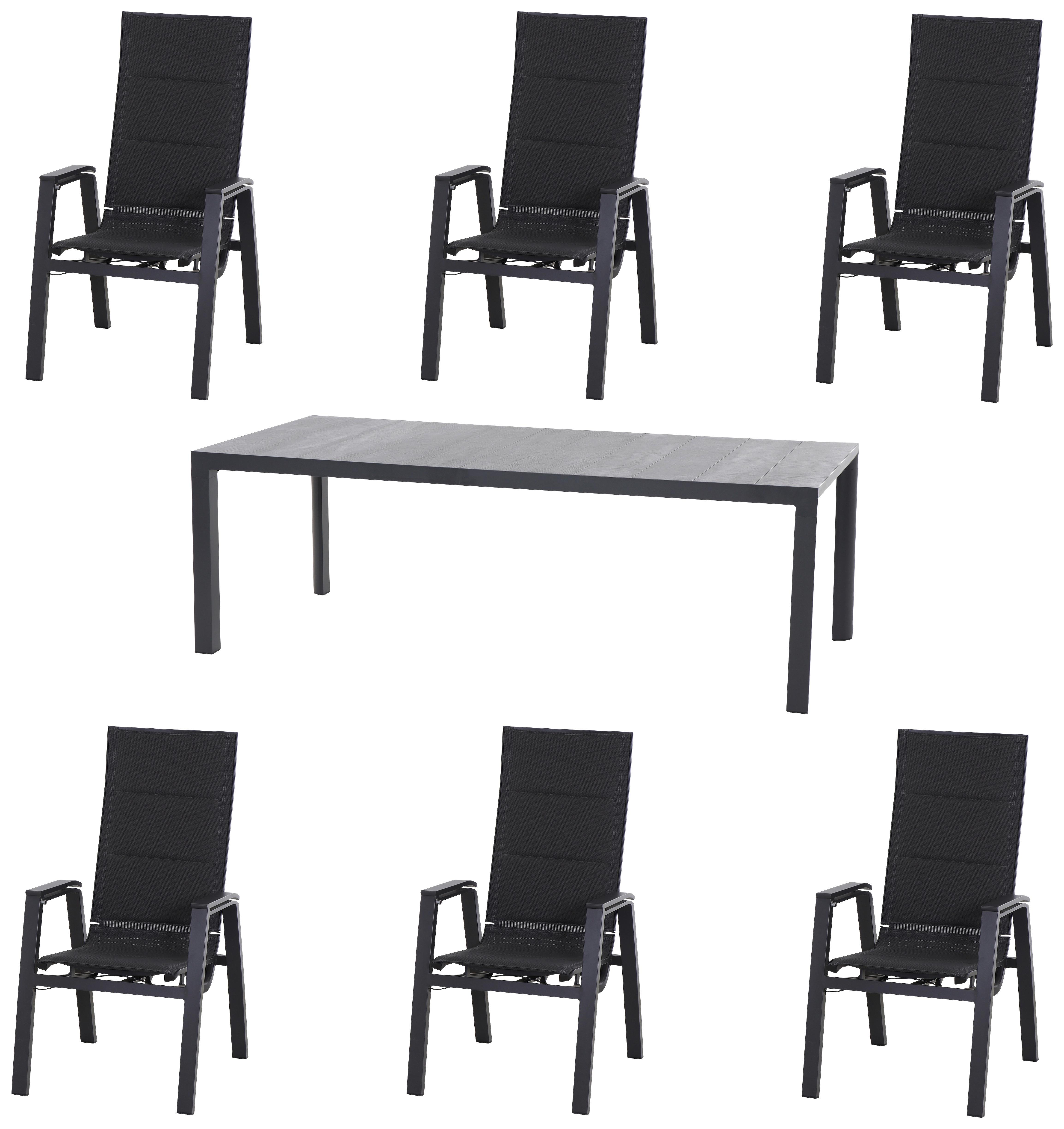 Gartengarnitur Milano 7-tlg. Anthrazit - Anthrazit, Basics, Keramik/Kunststoff (100/110/220cm) - Siena Garden