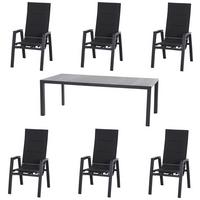 Gartengarnitur Milano 7-tlg. Anthrazit - Anthrazit, Basics, Keramik/Kunststoff (100/110/220cm) - Siena Garden