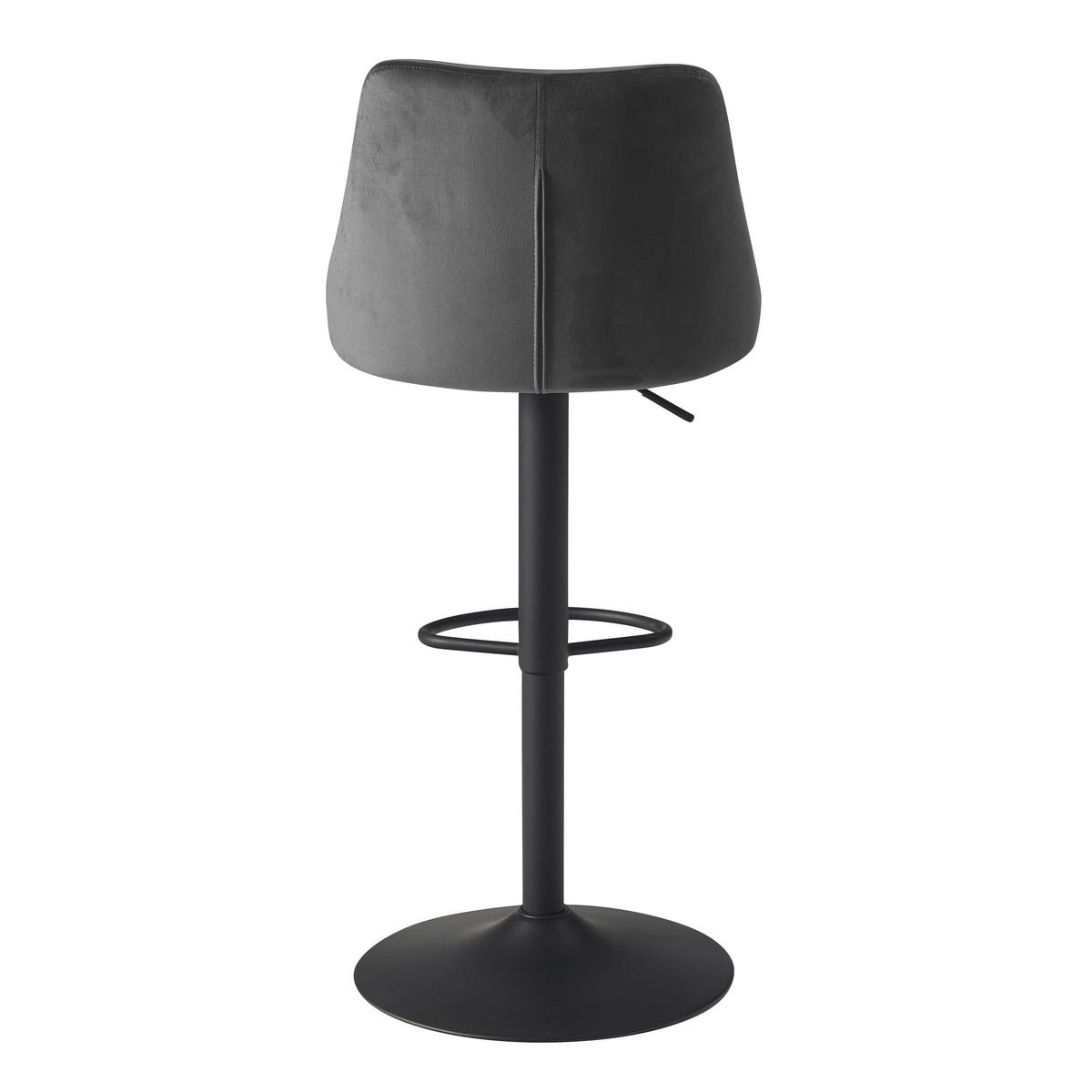 TABOURET DE BAR WL6.999 - gris/noir, Design, textile/métal (45/106/51cm) - MID.YOU