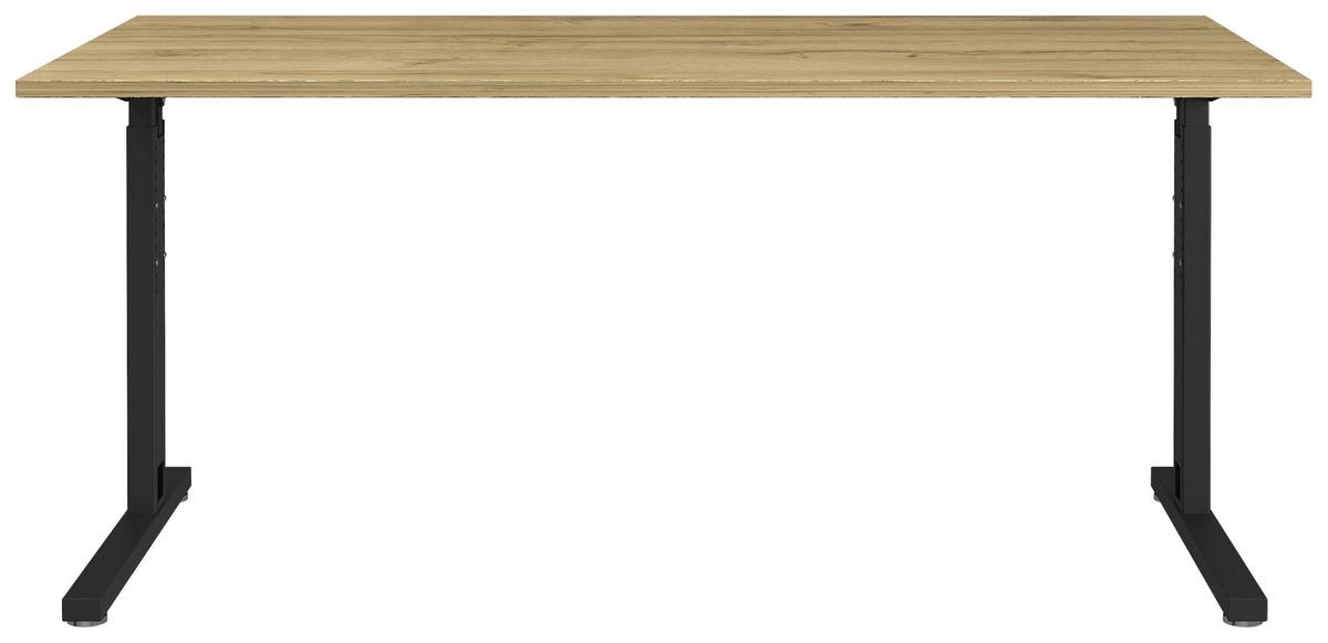 SCHREIBTISCH GW-PROFI 2.0 - Eichefarben/Schwarz, KONVENTIONELL, Holzwerkstoff/Metall (160/70/80cm) - Germania