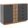 Komoda Oreta - boje hrasta/crna, Moderno, drvni materijal/plastika (136,1/95/40cm) - Premium Living