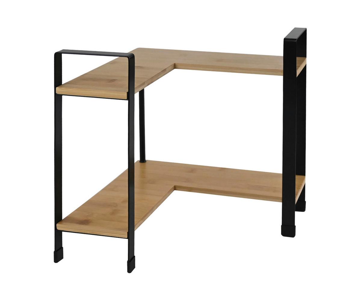 Etajeră de bucătărie Rita - Corner - culoare natur/negru, Modern, materiale naturale/metal (30/33/30cm) - Mömax