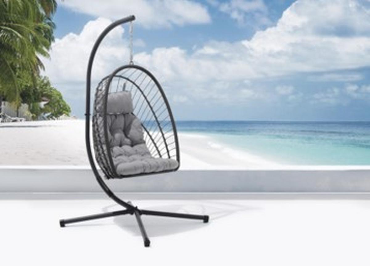 FOTEL WISZĄCY MILANO - szary, Modern, metal/tkanina (126/195/104cm) - Ambia Garden