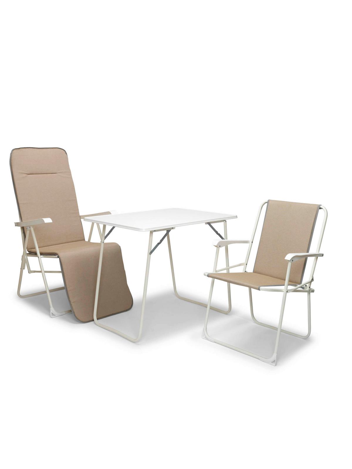 Relaxliege Chiemsee Beige/Weiß - Beige/Weiß, Basics, Textil/Metall (58/108/75cm) - Gardenson