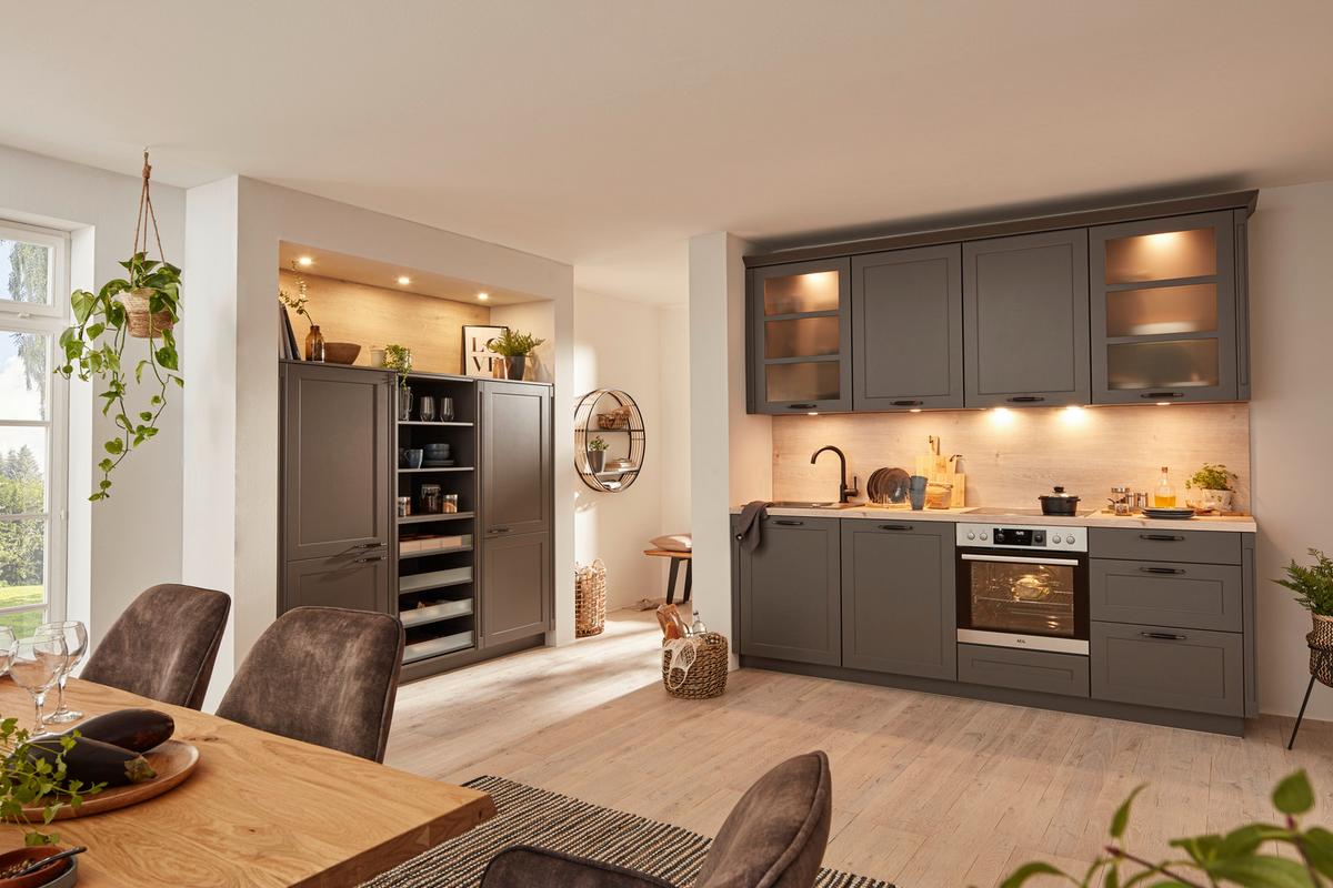 Bucătărie la comandă Nordic - ardeziu, Romantik / Landhaus, material pe bază de lemn (200/250cm) - Nobilia