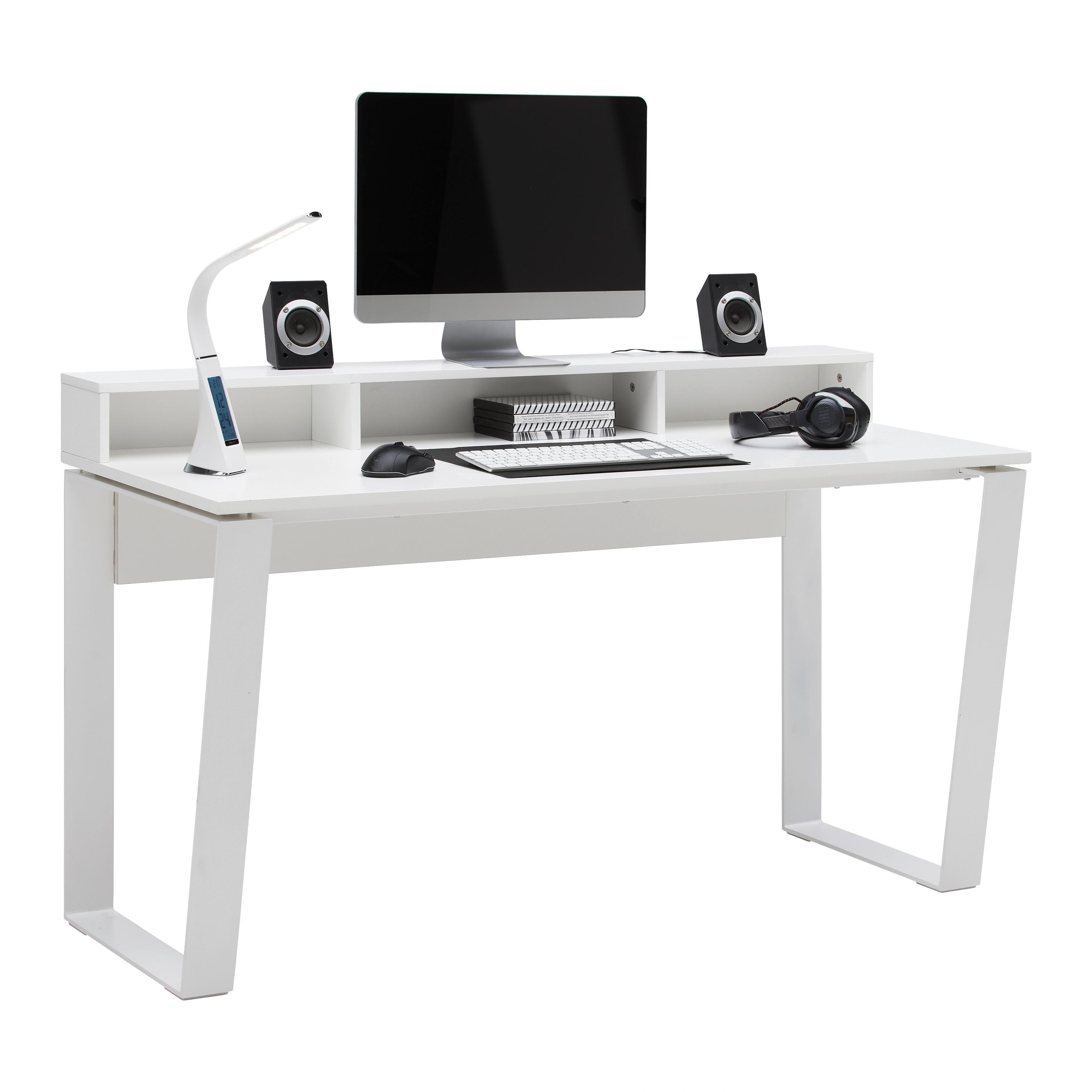 GAMINGBORD CHECK -EXKLUSIV- - vit, Modern, metall/trämaterial (140/85/60cm) - Mömax