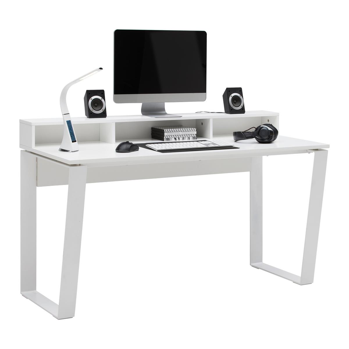 Gaming Miza Check -exklusiv-, Bela - bela, Moderno, kovina/leseni material (140/85/60cm) - Mömax