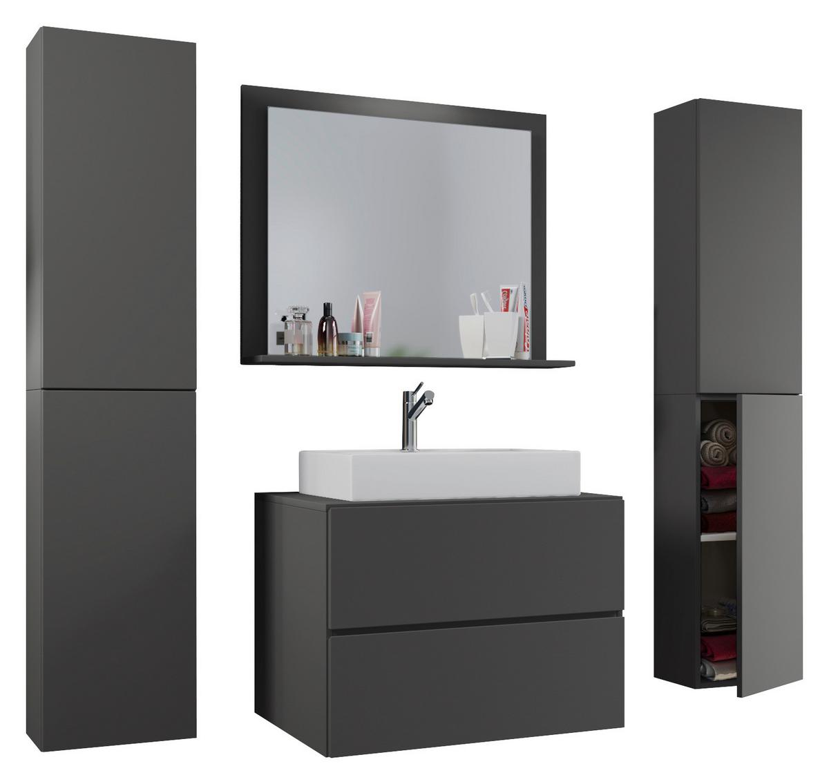 Kopalnica Lendas, Siva - bela/antracit, Moderno, leseni material/keramika (127cm) - MID.YOU