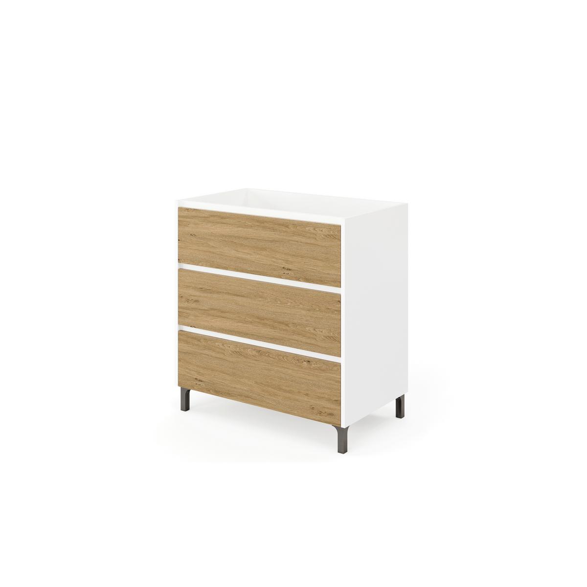 Element Ispod Umivaonika Lisbona - bijela visoki sjaj/boje kroma, Basics, drvni materijal/plastika (80/74/46cm)