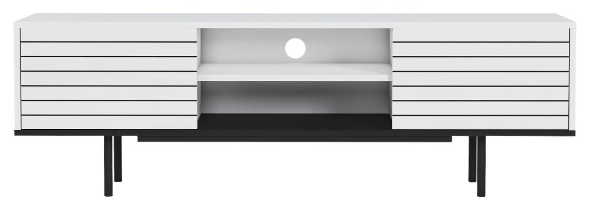 Lowboard Apollo Weiß/Schwarz B: ca. 160 cm - Walnussfarben/Schwarz, Design, Holzwerkstoff (160/50,5/35cm) - Livetastic
