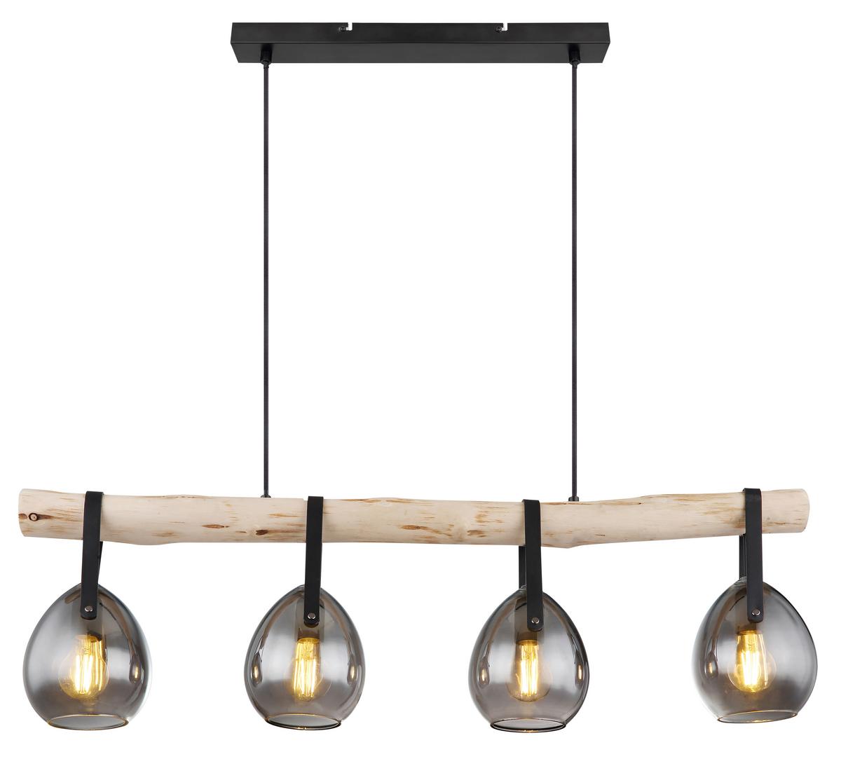 Viseća Svjetiljka 15568-4h - crna, Design, staklo/metal (100/15/117cm) - Globo